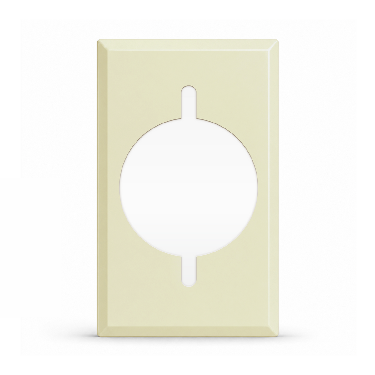 1-Gang, Standard Size, 30/50A 3 Wire Range/Dryer Round Receptacle Opening, Ivory Semi-Gloss Finish, Metal Wall Plate Outlet Cover - Made in USA