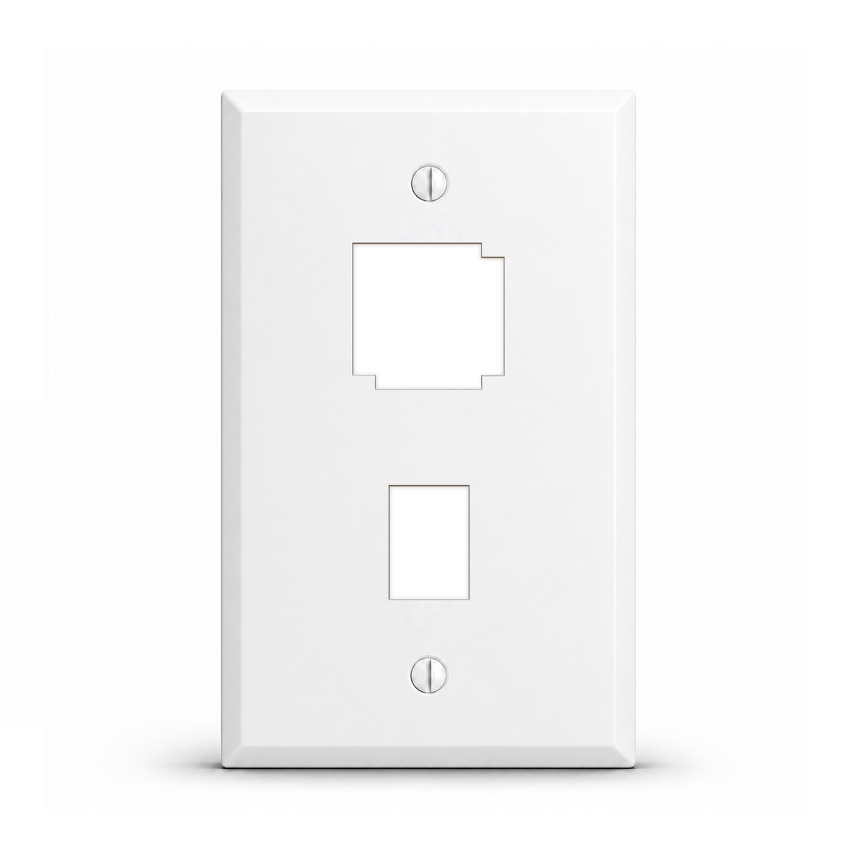 1-Gang IBM Data Connector & (1) RJ11 Modular Opening, White Semi-Gloss Painted Metal Wall Plate Cover, Datacom, UL Listed, Made in USA