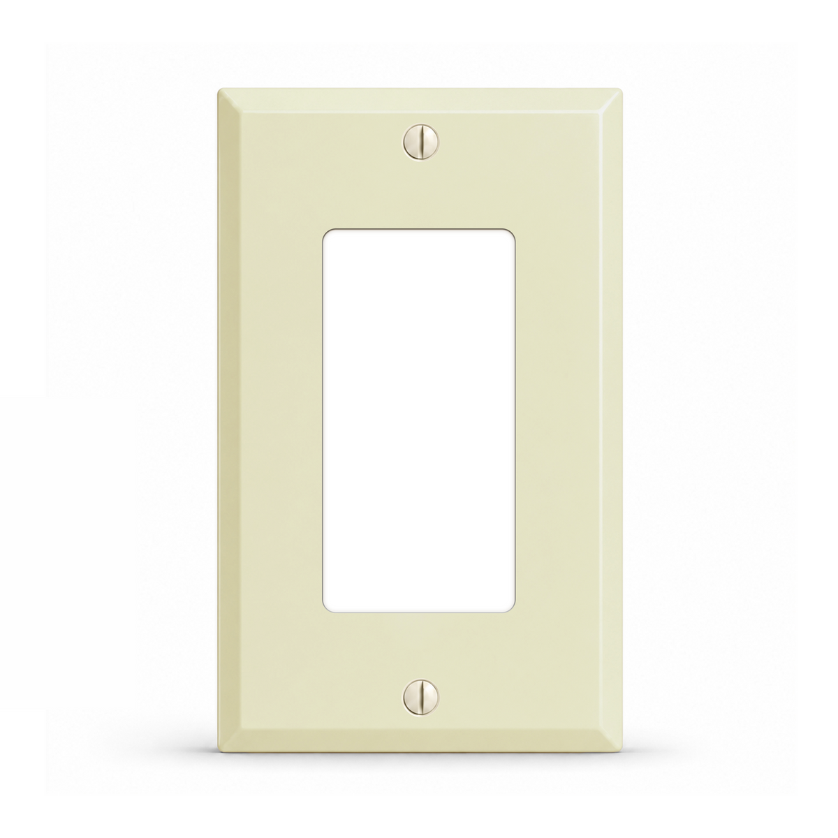 1-Gang, Standard Size, GFI Opening, Ivory Semi-Gloss Finish, Metal Wall Plate Outlet Cover - Made in USA