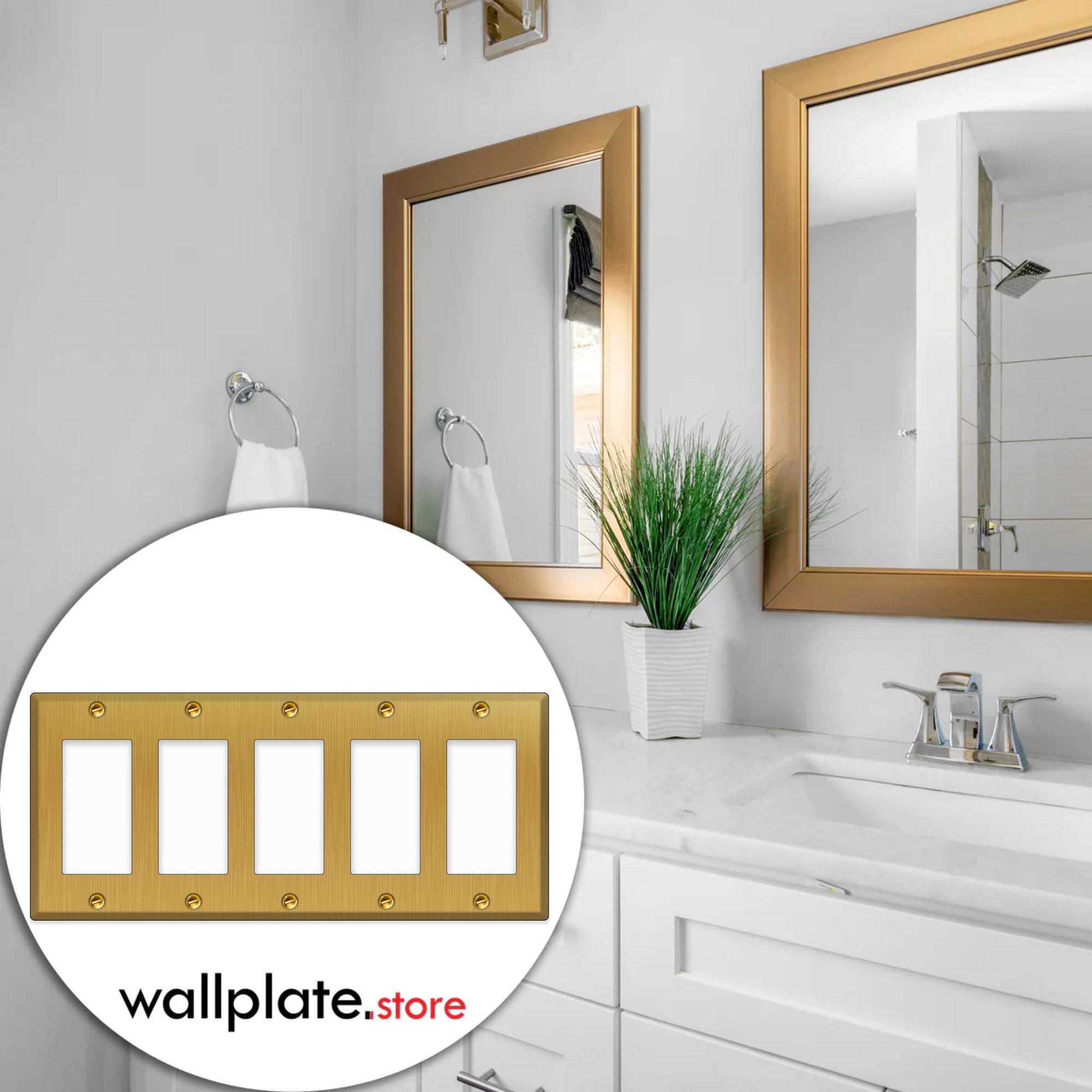 5-Gang GFI, Standard Size, Metallic Finish Wallplate