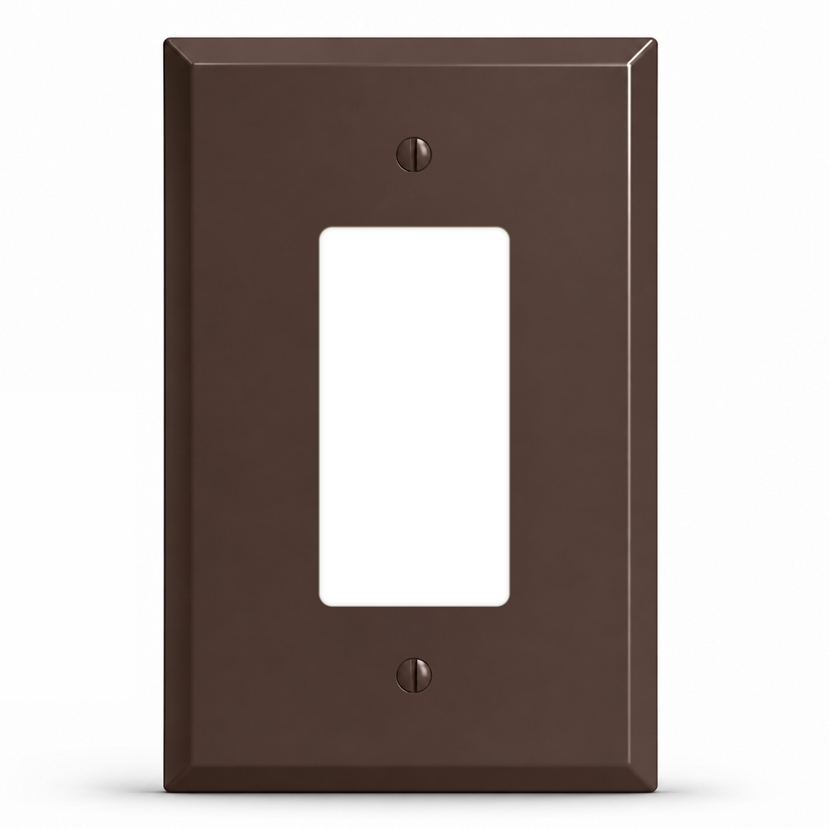 1-Gang, Oversize, 1 GFI Opening, Brown Semi-Gloss Finish, Painted Metal Wall Plate Outlet Cover - Made in USA