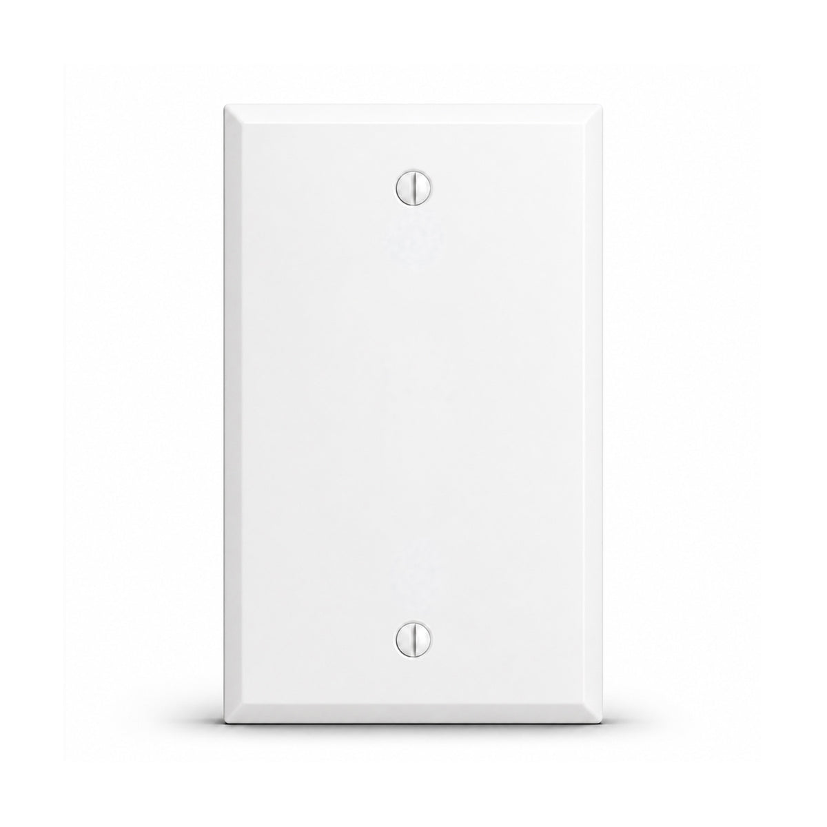 1-Gang, Standard Size, Blank Opening, White Semi-Gloss Finish, Painted Metal Wall Plate Outlet Cover - Made in USA