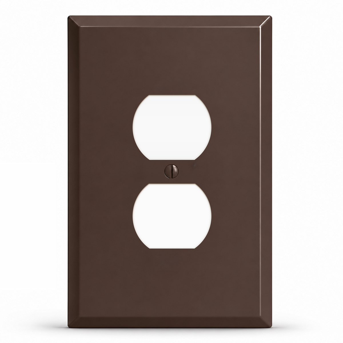 1-Gang, Oversize, 1 Duplex Opening, Brown Semi-Gloss Finish, Painted Metal Wall Plate Outlet Cover - Made in USA