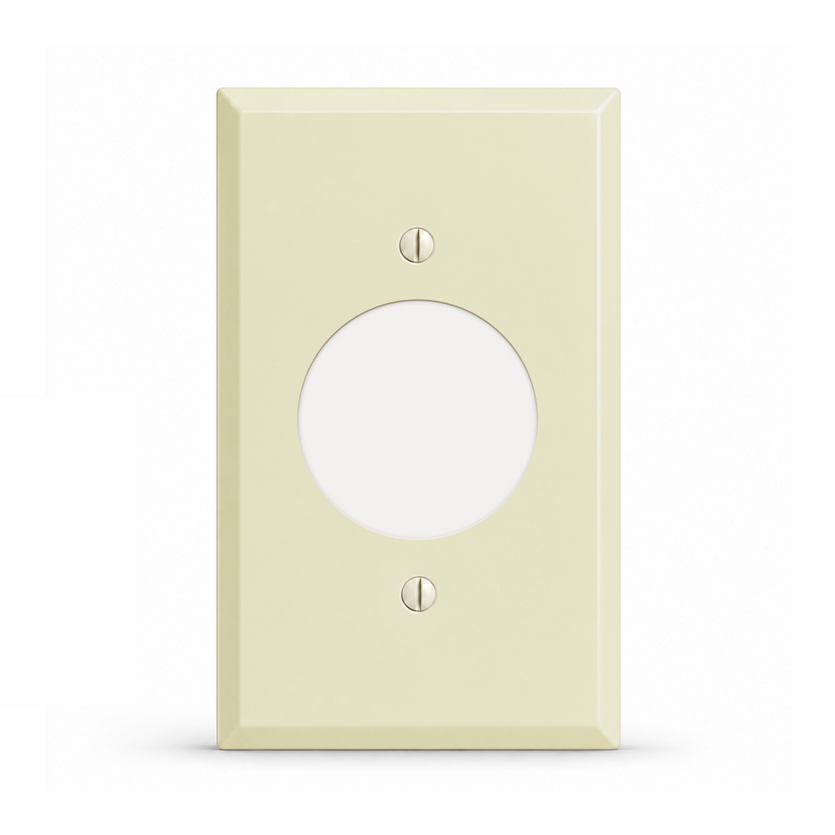 1-Gang, Standard Size, 20A TL Round Receptacle Opening (1.620 in. ID), Ivory Semi-Gloss Finish, Metal Wall Plate Outlet Cover - Made in USA