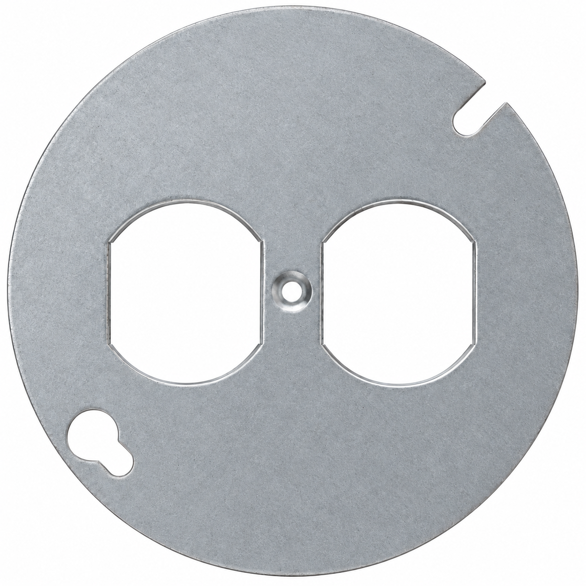 4 Inch Round Box Cover for 1 Duplex Receptacle – Galvanized Steel - Made In USA
