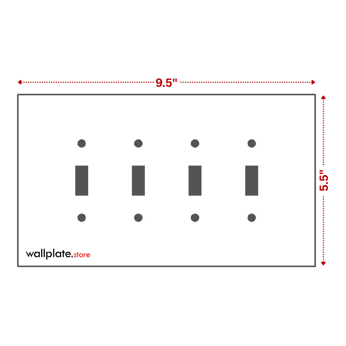 4 Gang Jumbo Oversized Toggle Switch Wall Plate Cover - White Metal - Made in USA
