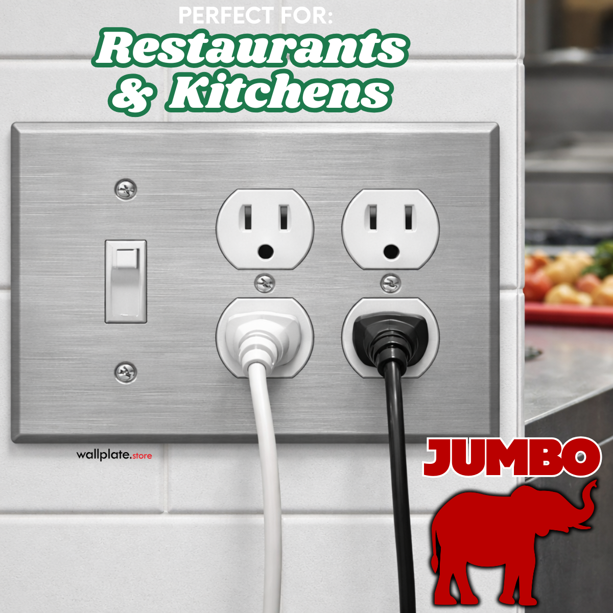 3 Gang Oversized, with 1 Toggle and 2 Duplex, Stainless Steel Wallplate