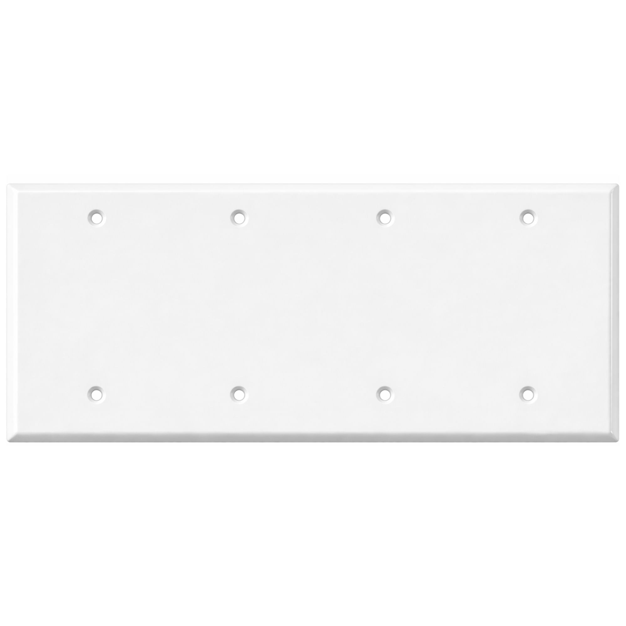 4-Gang Blank, Standard Size, White Painted Metal Wallplate