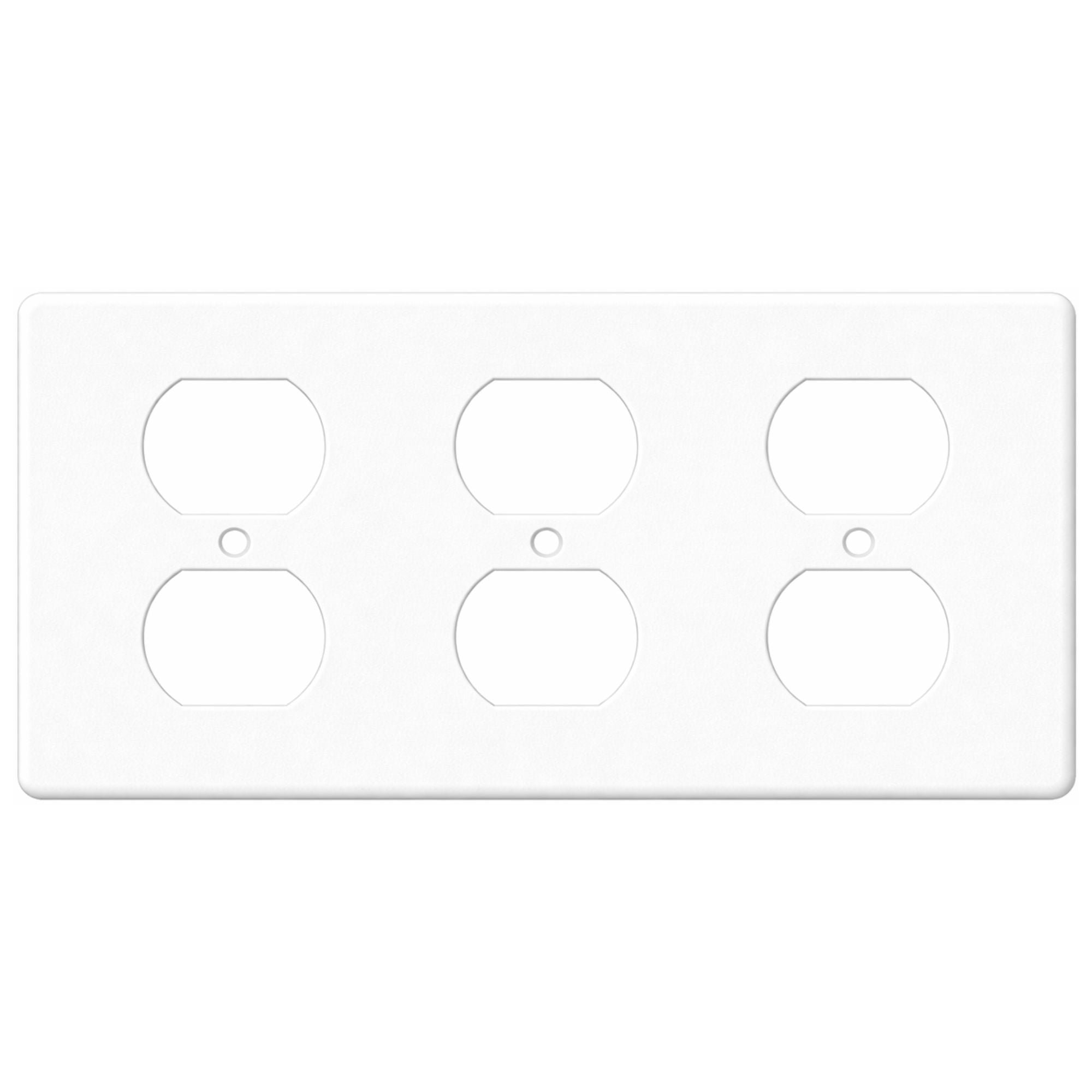 3-Gang Duplex, Princess Size, White Painted Metal Wallplate