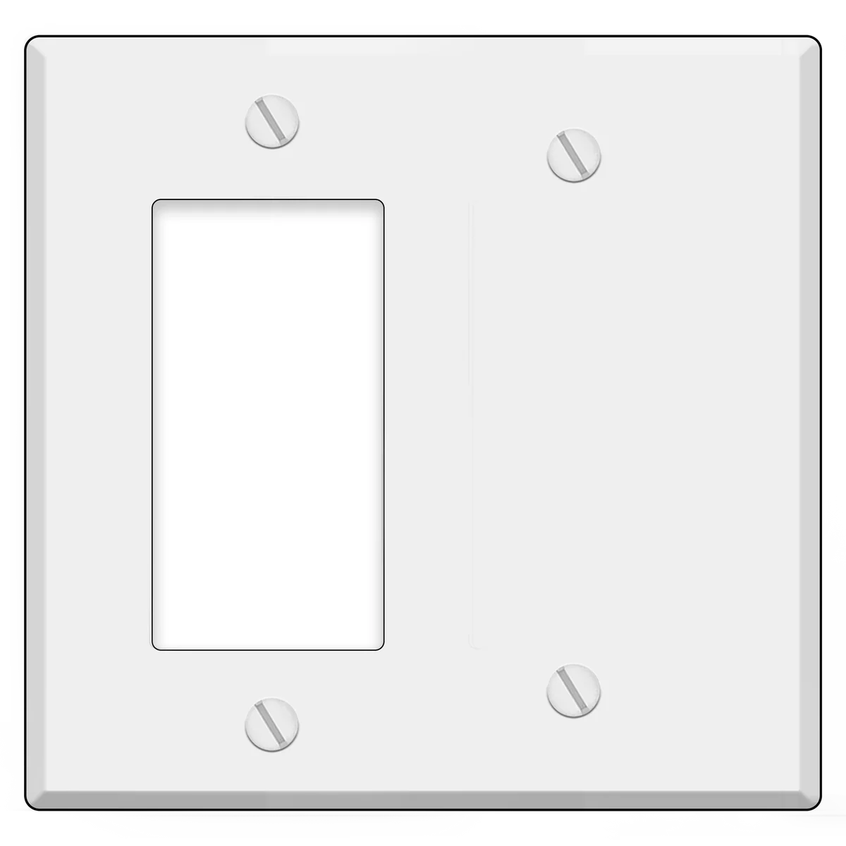 2 Gang with GFI blank, standard size, White Plastic wallplate