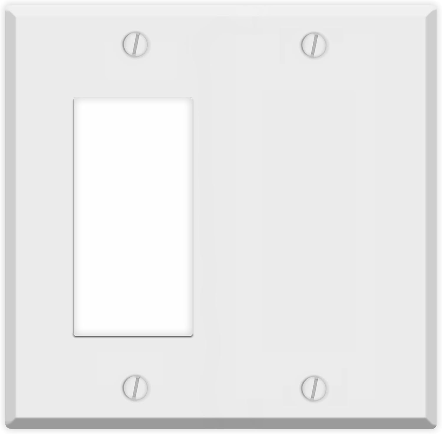 White standard size rocker and blank combination wall plate