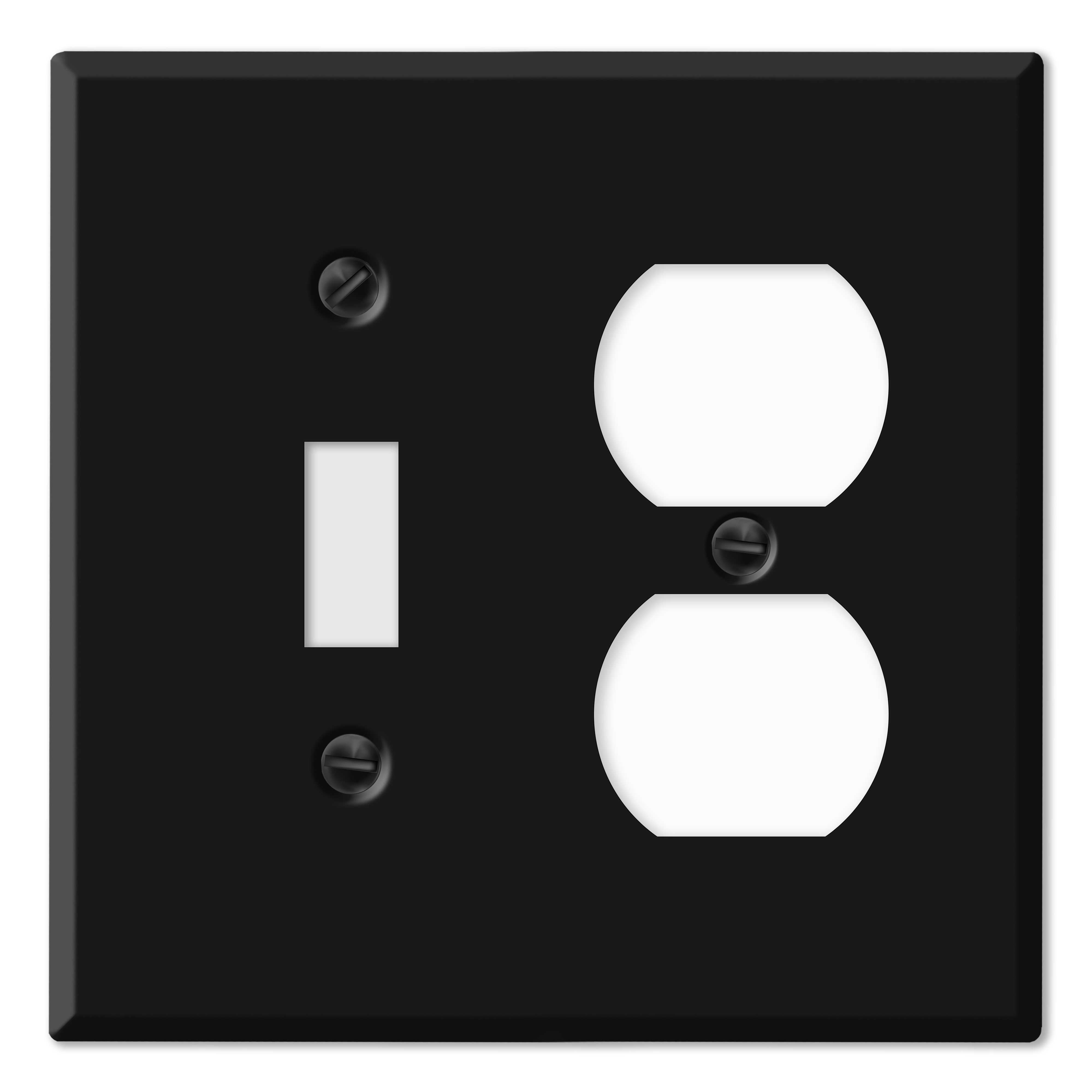 2-Gang with Toggle and Duplex, Standard Size, Black Painted Metal Wallplate