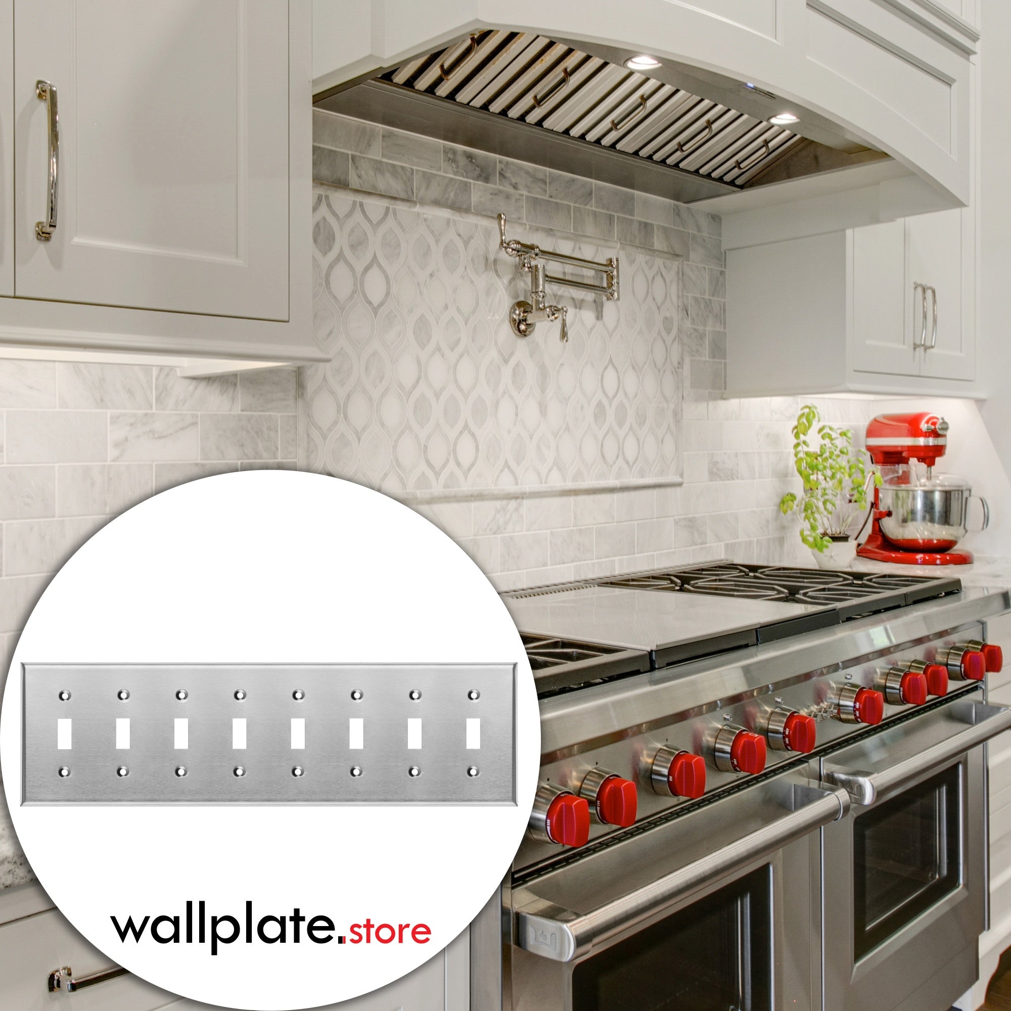 8 Gang Stainless Steel Toggle Switch Wall Plate Cover