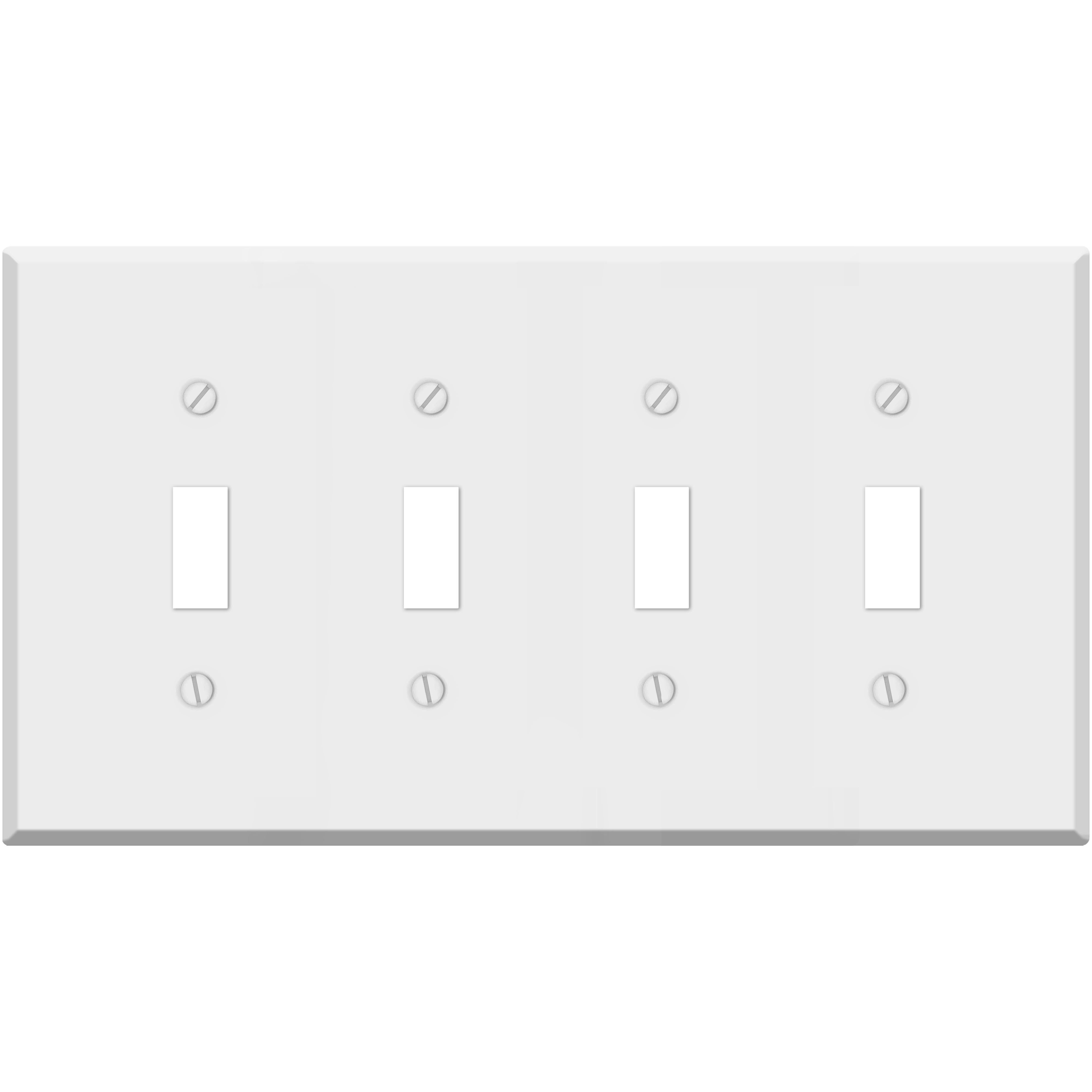 4 Gang White Metal Toggle Switch Wall Plate Cover