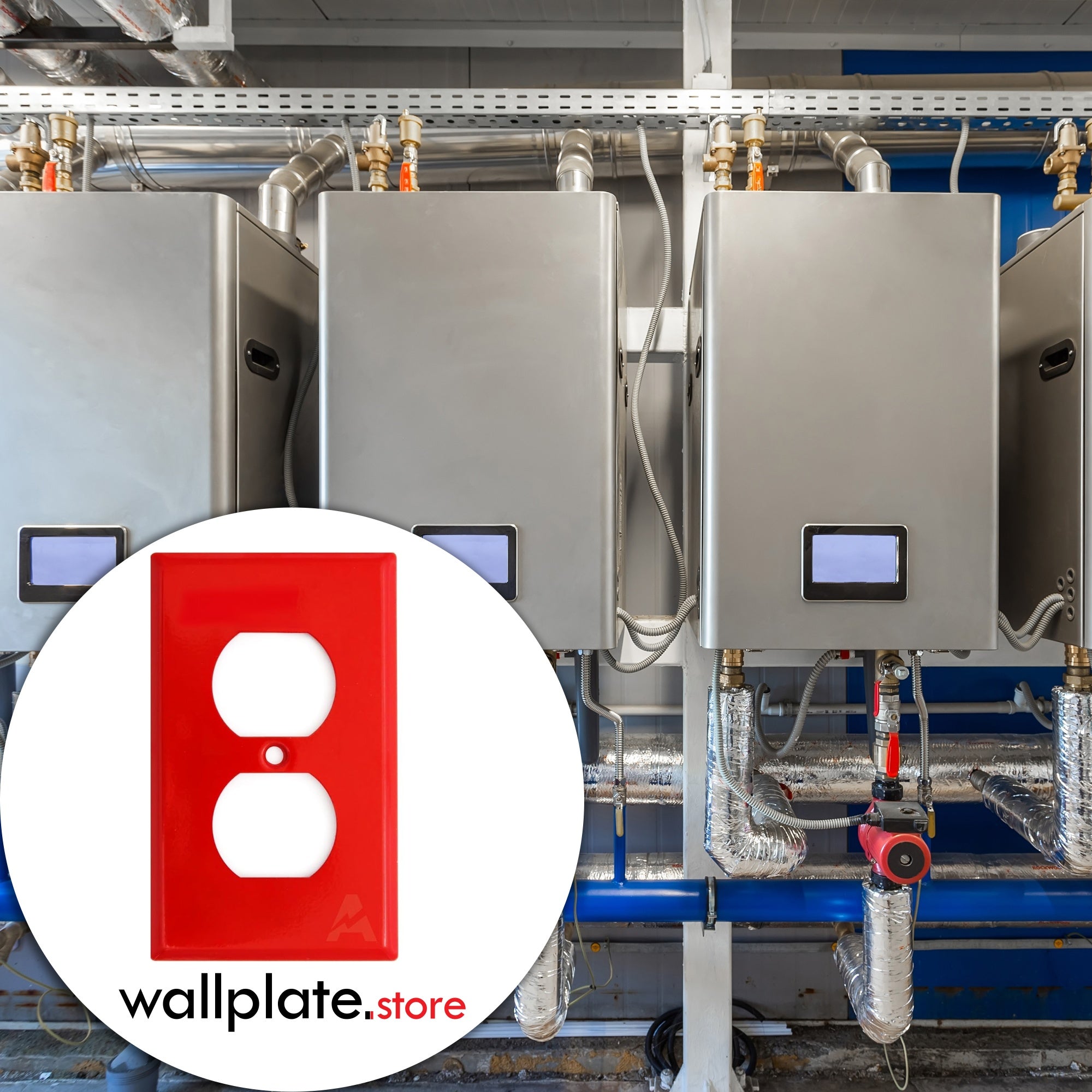 Red 1-Gang Duplex Receptacle Metal Wall Plate — Made in USA