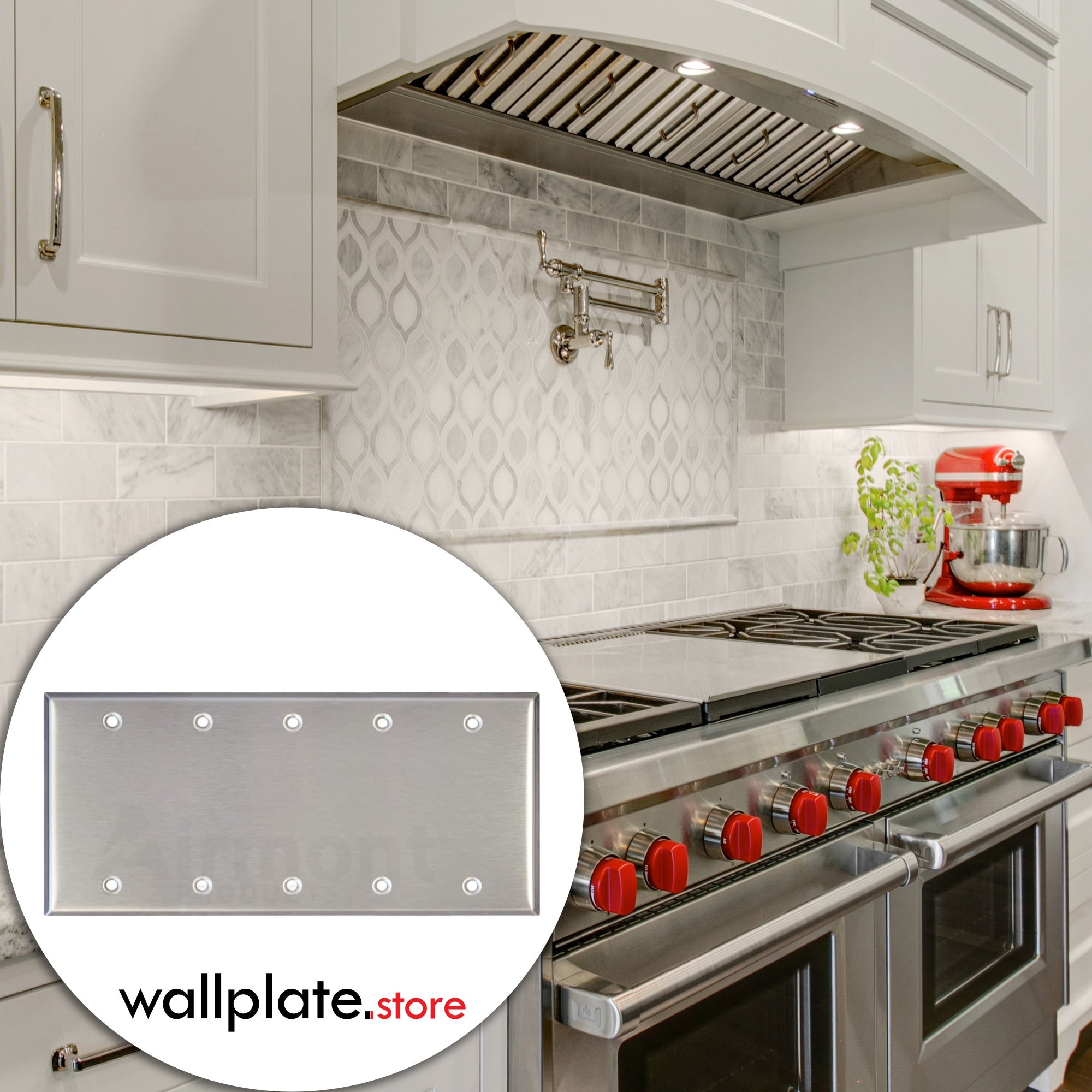 5 Gang Stainless Steel Blank Wall Plate