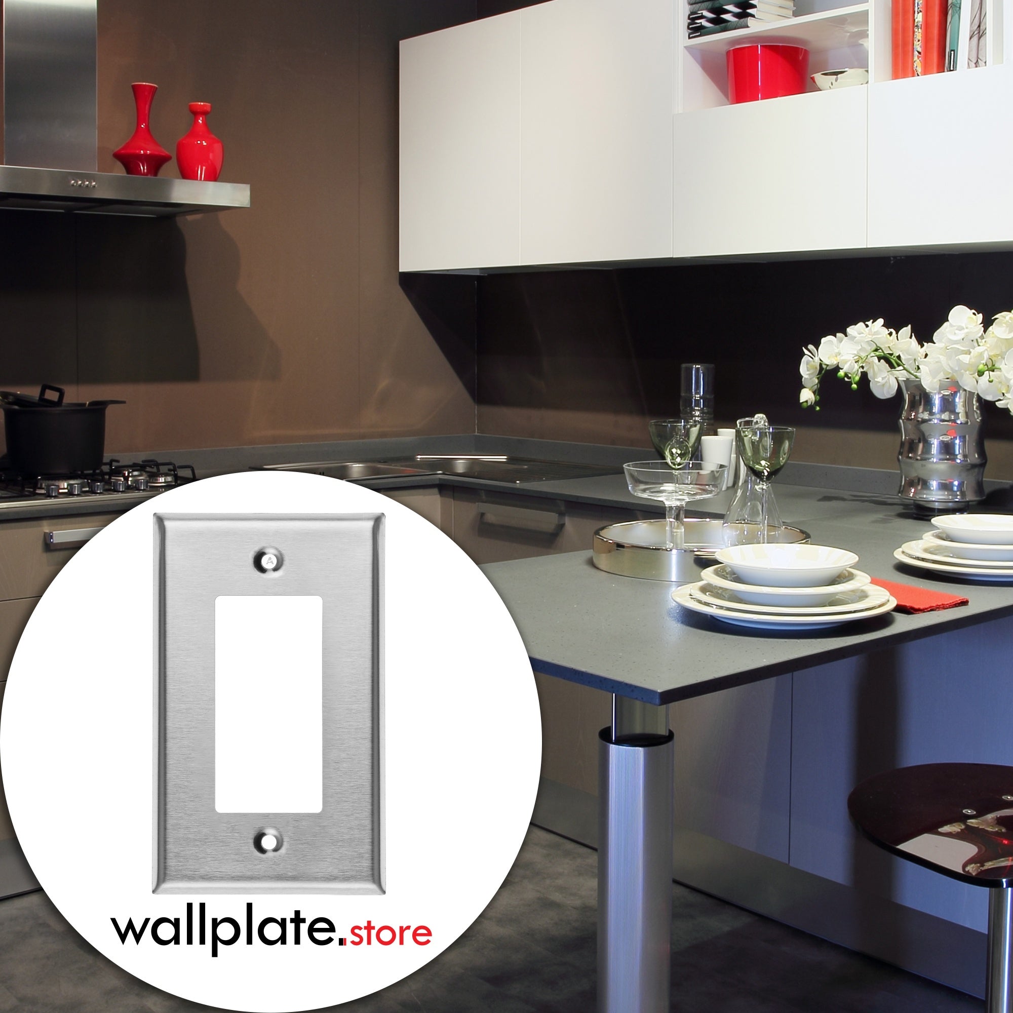 1-Gang Stainless Steel Rocker GFCI Decora® Style Wall Plate, Made in USA
