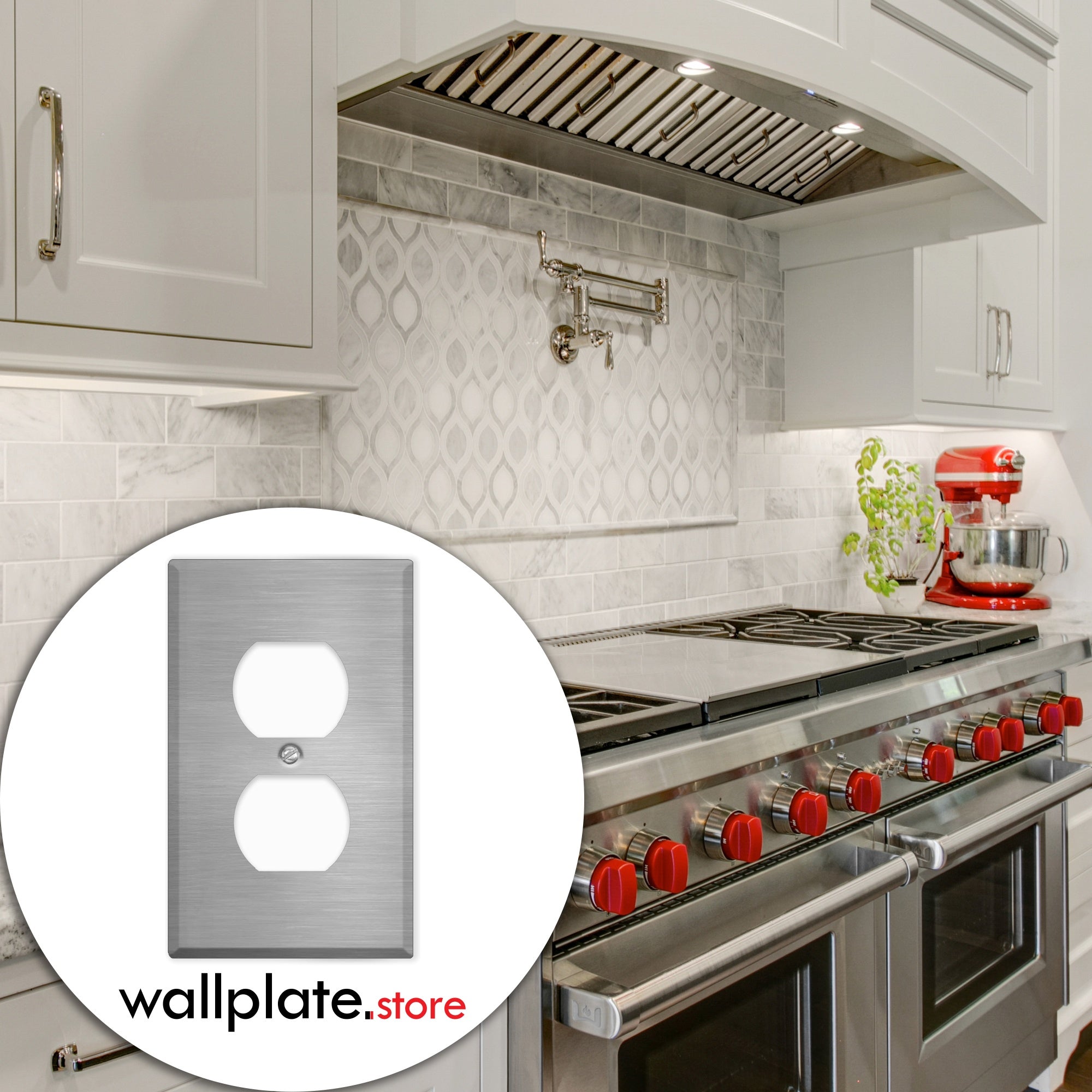 1 Gang Stainless Steel Duplex Receptacle Wallplate Outlet Cover | Made in USA