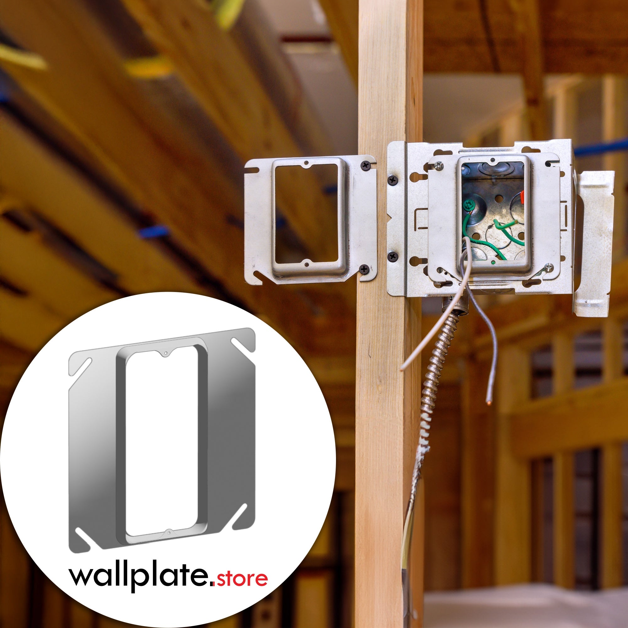 4 inch Square, 1/2 Inch Raised Mud Ring Device Cover for 1 device