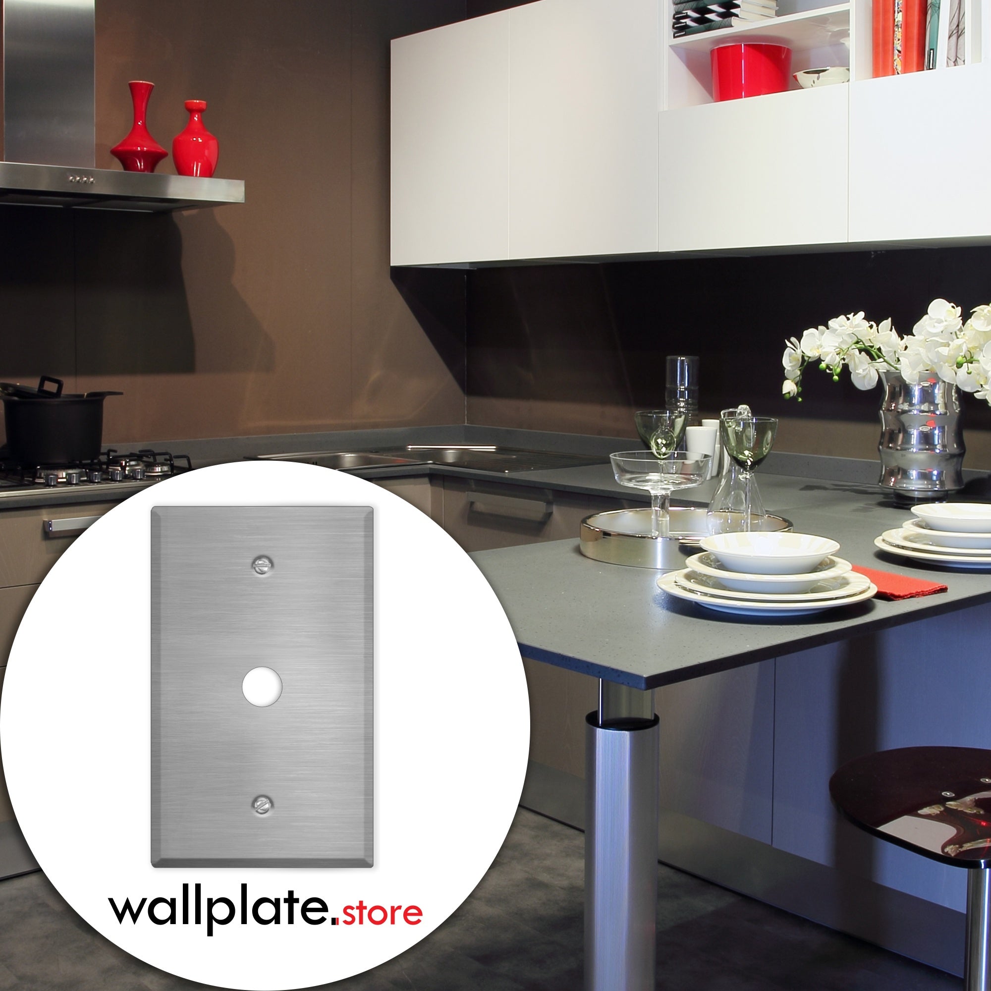 1 Gang Oversized Stainless Steel Wall Plate with 5/8" Center Hole