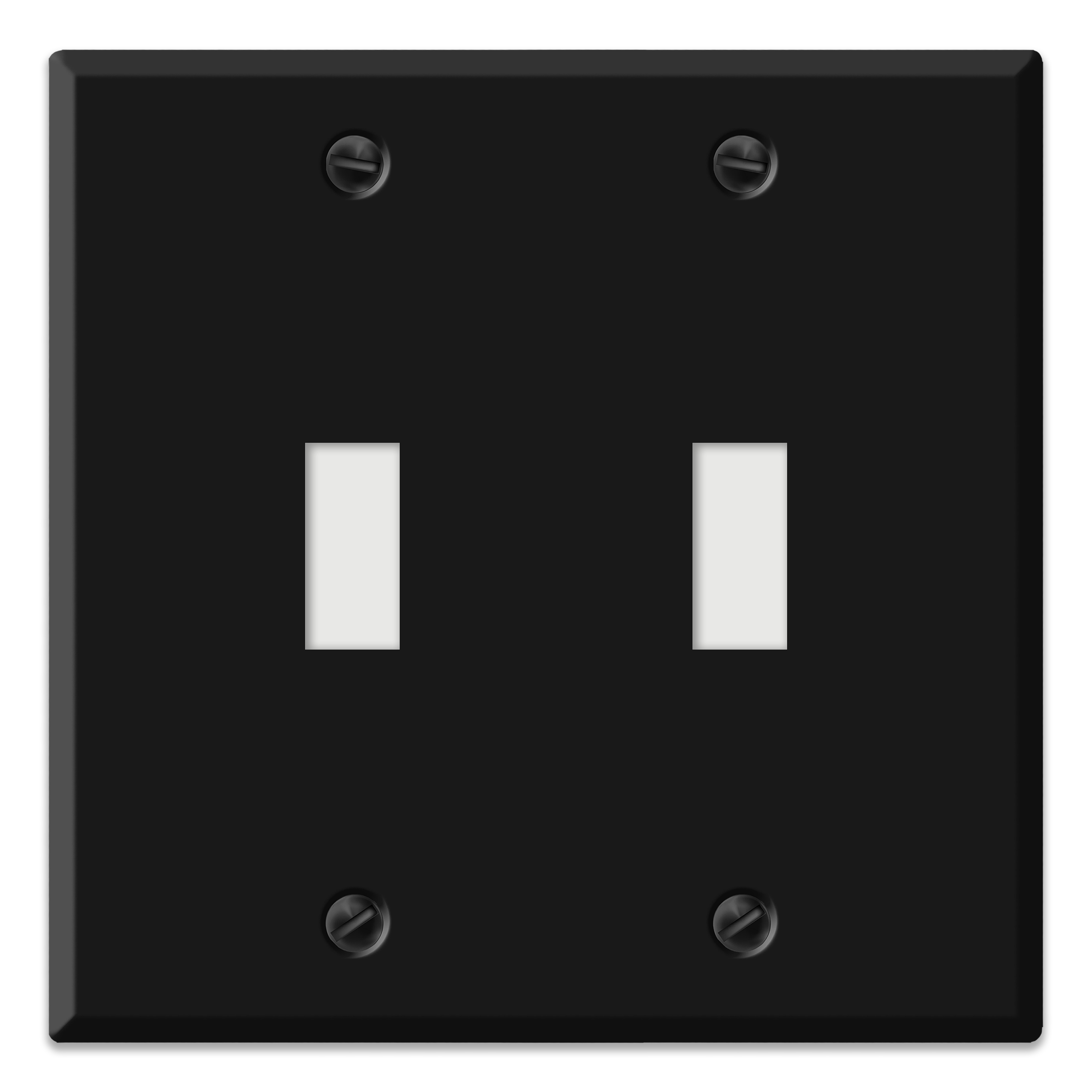 2 Gang toggle, standard size, Black painted metal wallplate