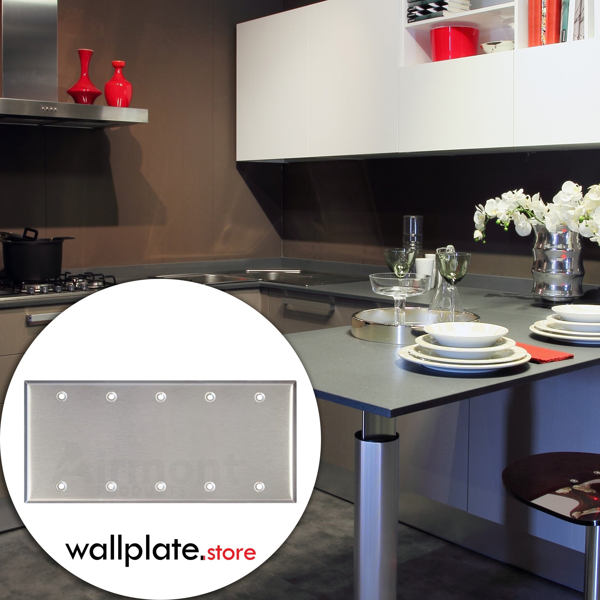 5 Gang Stainless Steel Blank Wall Plate