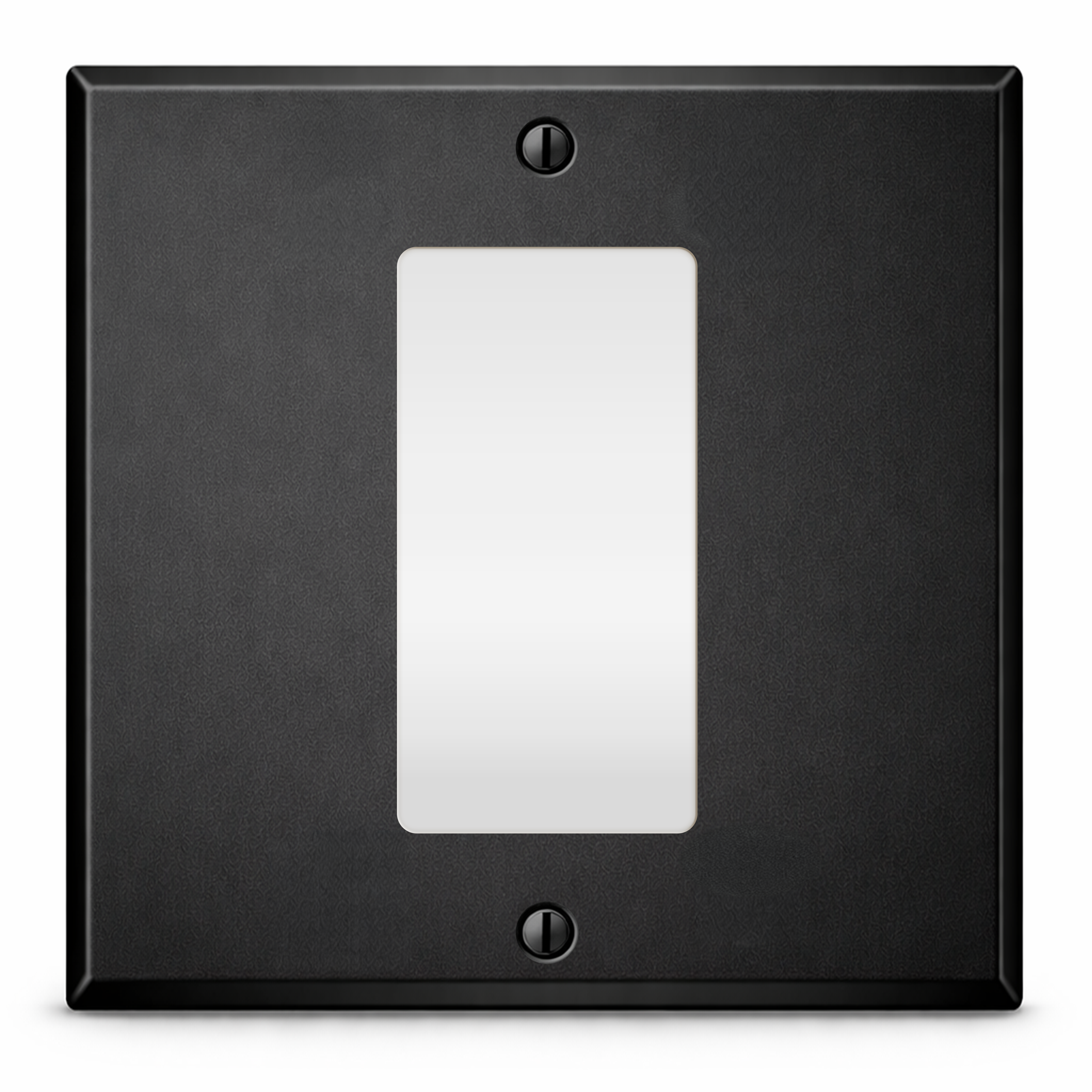 2 Gang Black Metal Wall Plate with 1 Decora® Style GFI/Rocker Centered Opening, Standard Size