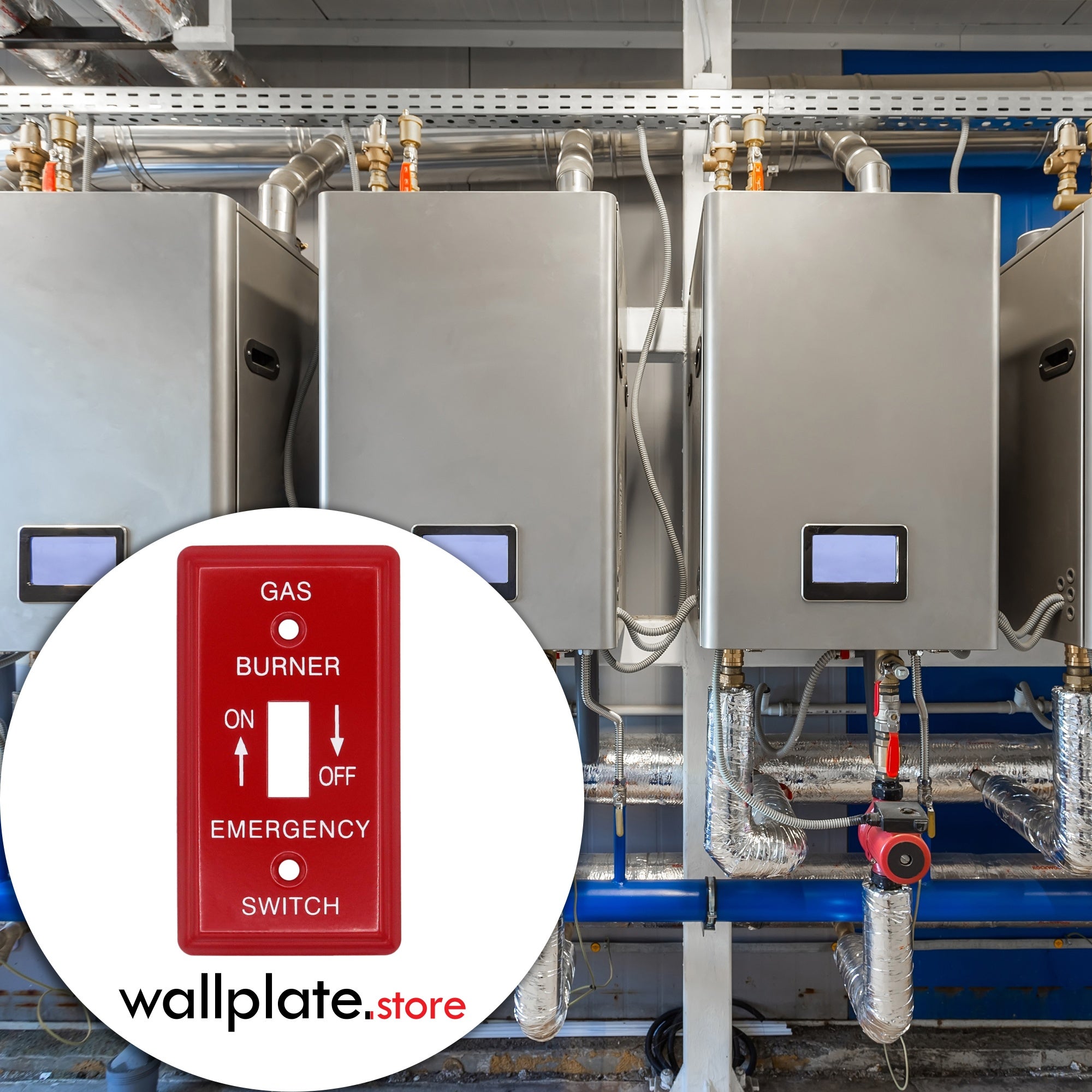 1 Gang Utility Size Red Metal Emergency Gas Burner Wall Plate