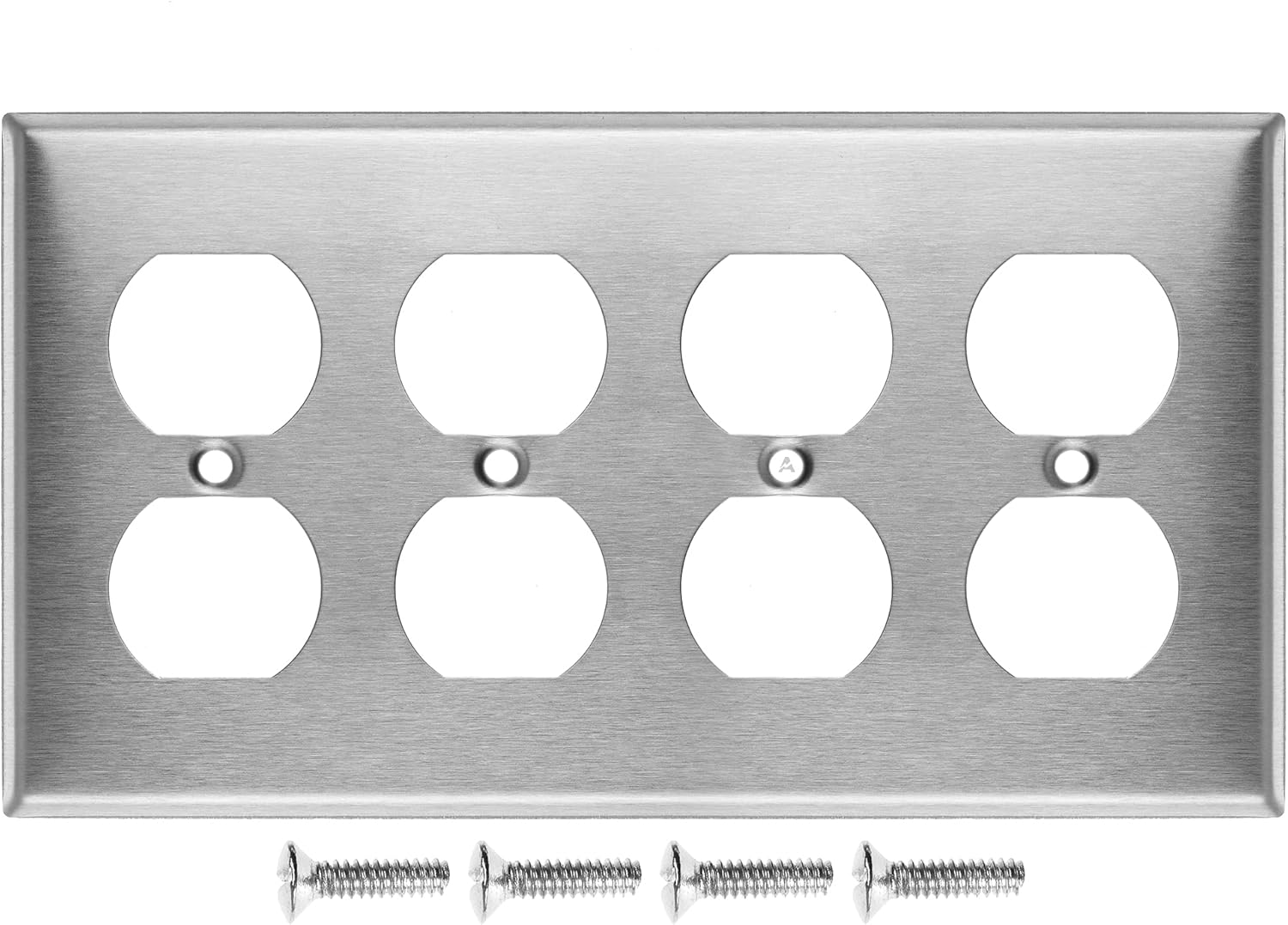 4 Gang Stainless Steel Duplex Receptacle Wallplate Outlet Cover | Made in USA