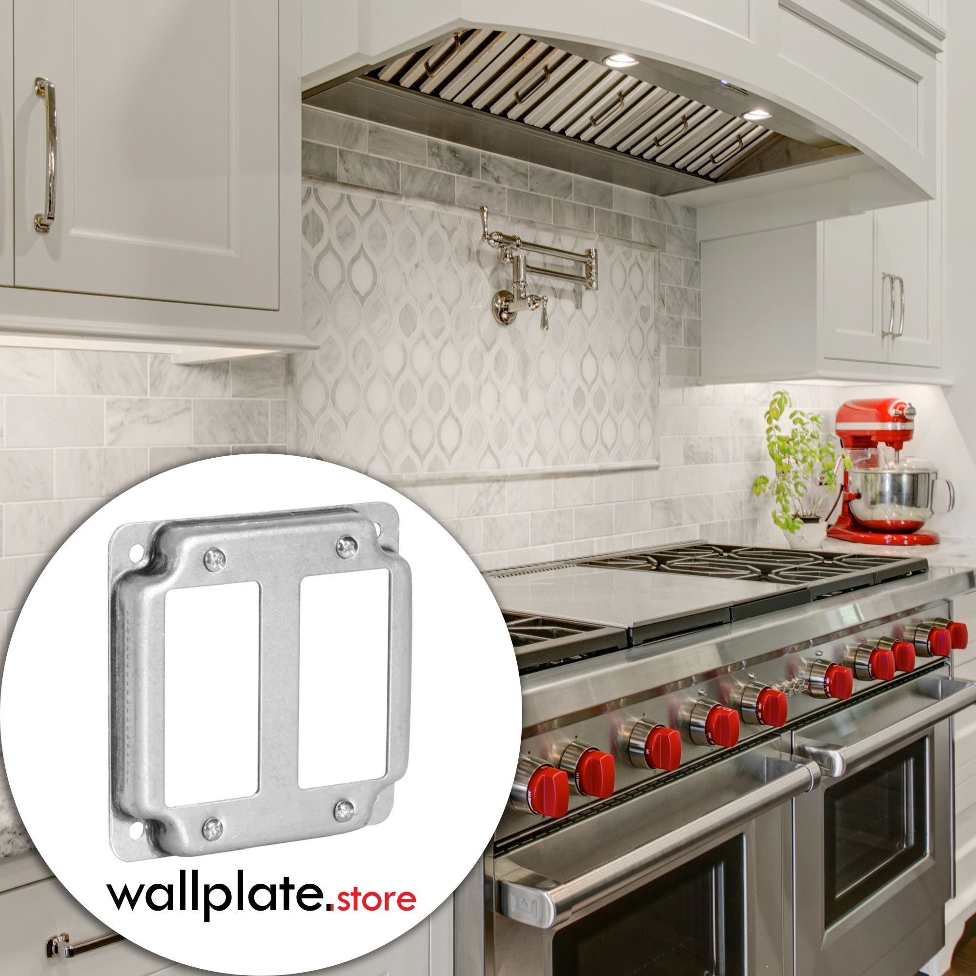 4 Inch Square Galvanized Steel Double Rocker/GFCI Switch Electrical Box Cover | Decora® Compatible | Made in USA