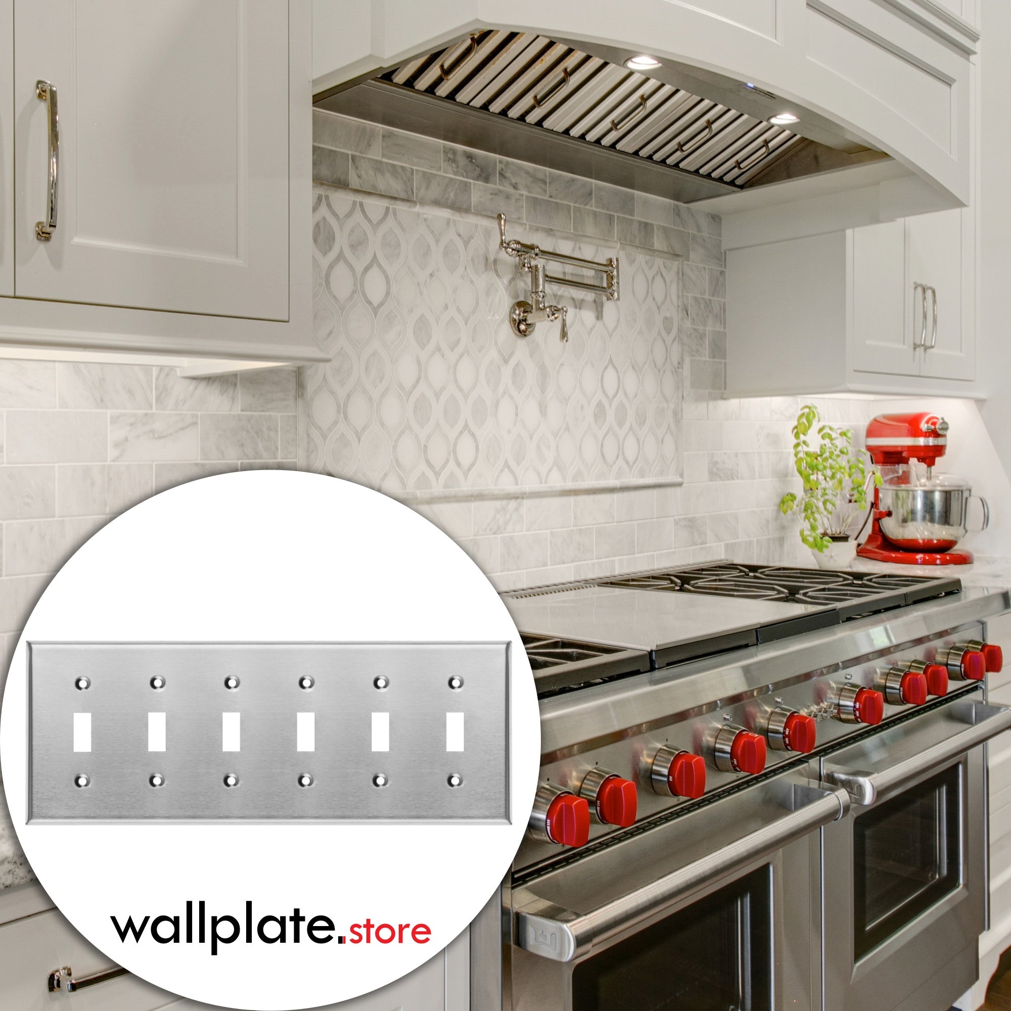 6 Gang Stainless Steel Toggle Switch Wall Plate Cover