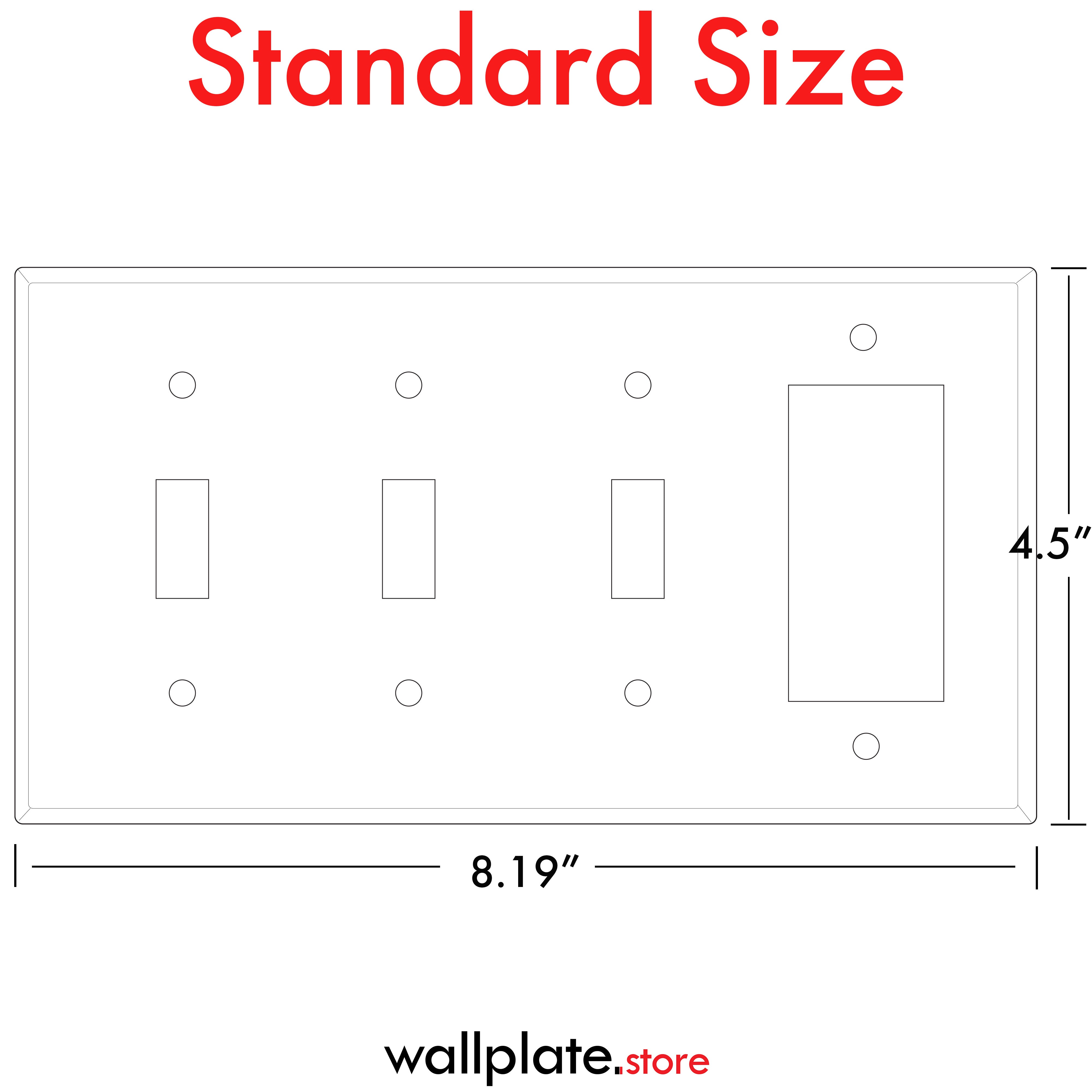 4 Gang standard size White Metal Wall Plate, With 3 toggle and 1 Rocker Decora® Style Openings