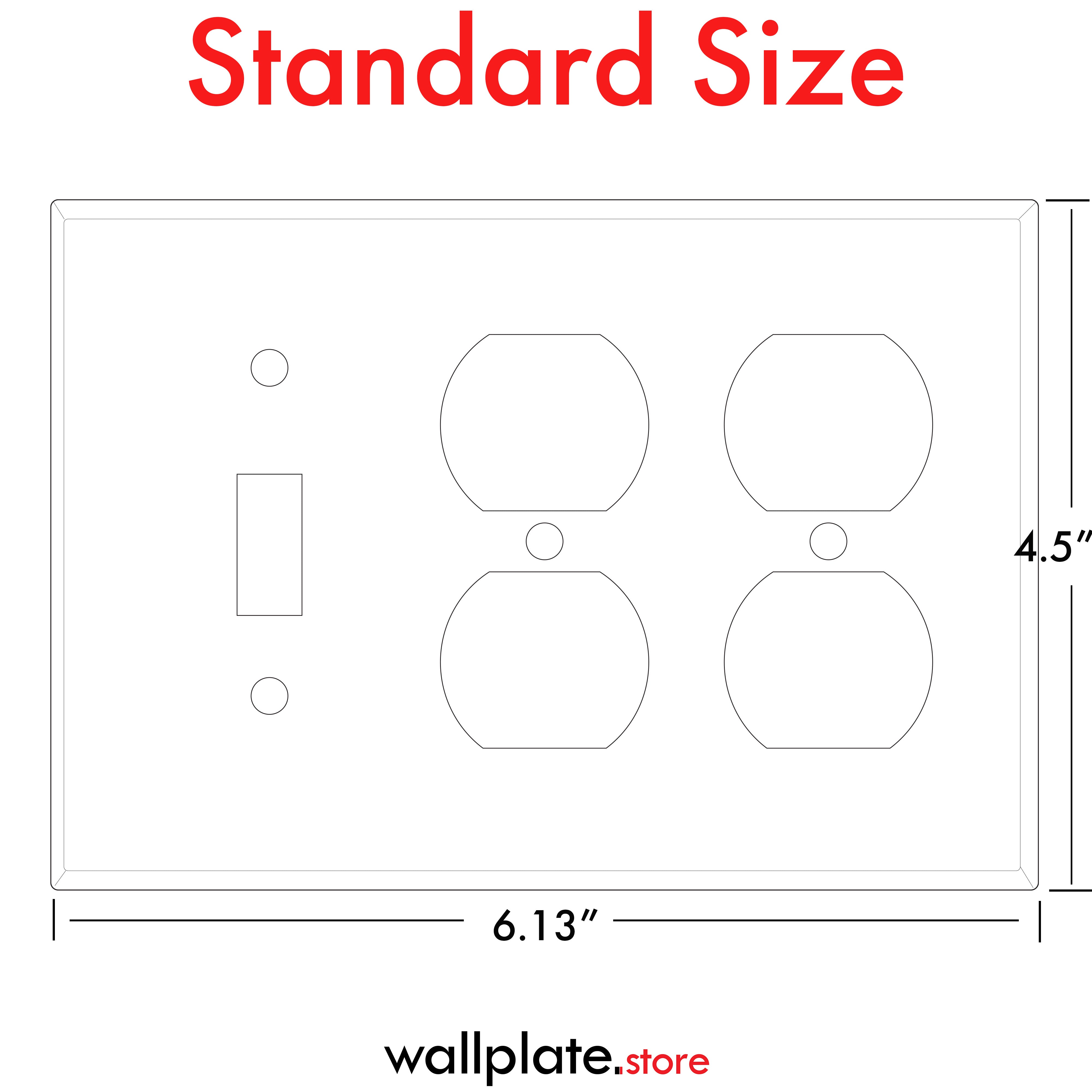 3 Gang standard size White Metal 1 toggle and 2 Duplex Receptacle Wall plate