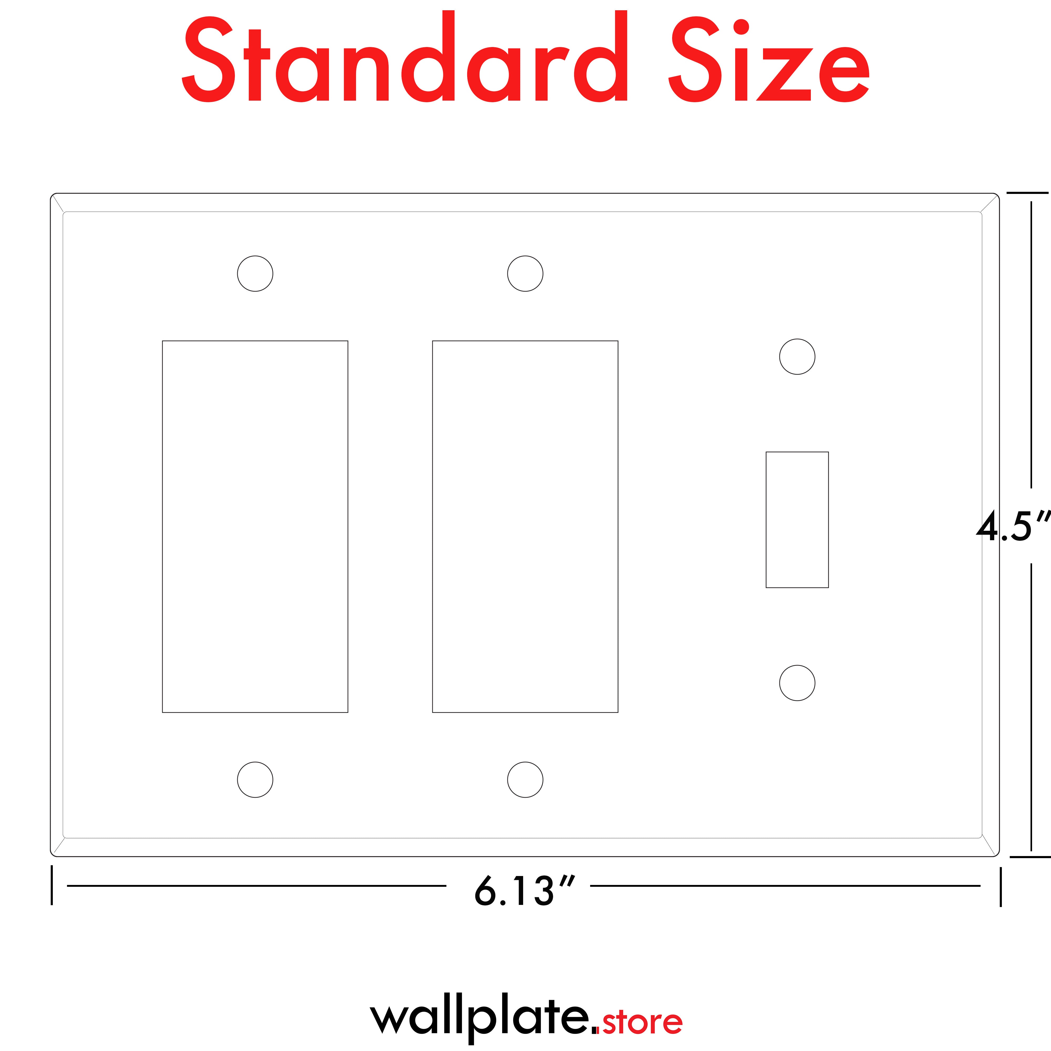 3-Gang White Metal Wall Plate – 2 Decora® (Rocker/GFCI) + 1 Toggle Switch | Standard Size