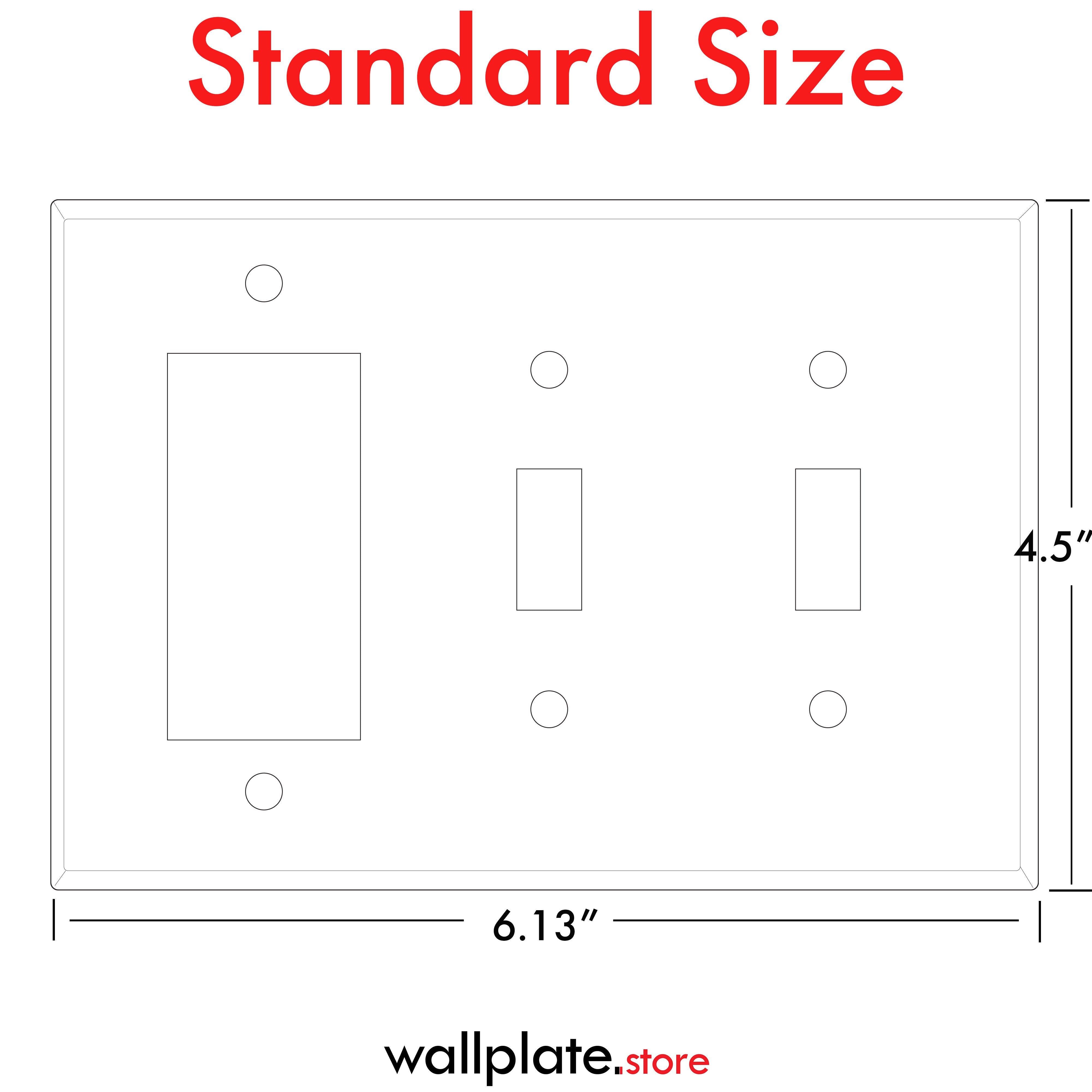 3 Gang Standard Size White Metal 2 Toggle and 1 Rocker Switch Wall Plate