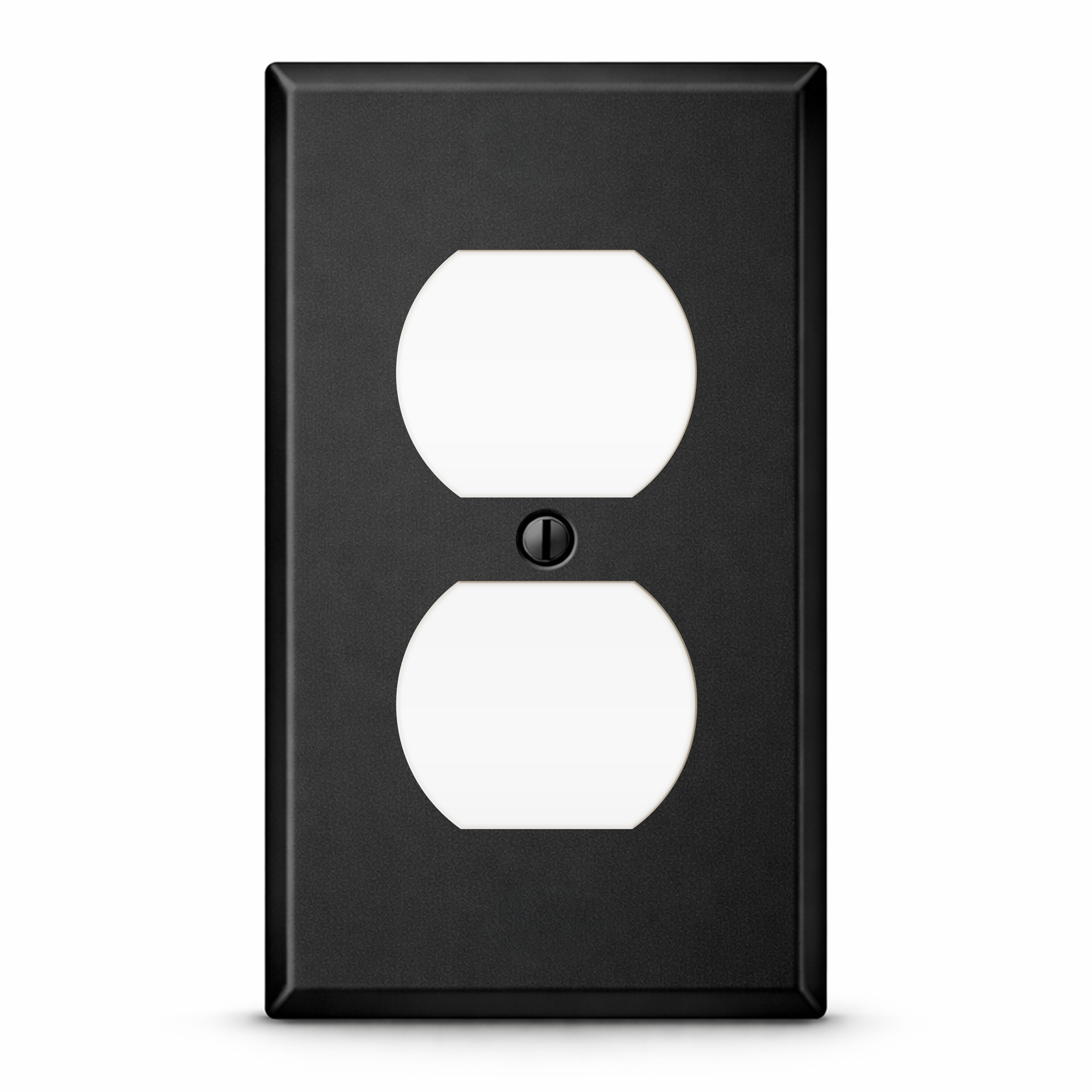 1 Gang Black Metal Duplex Electric Outlet Wallplate, Standard Size | Made in USA