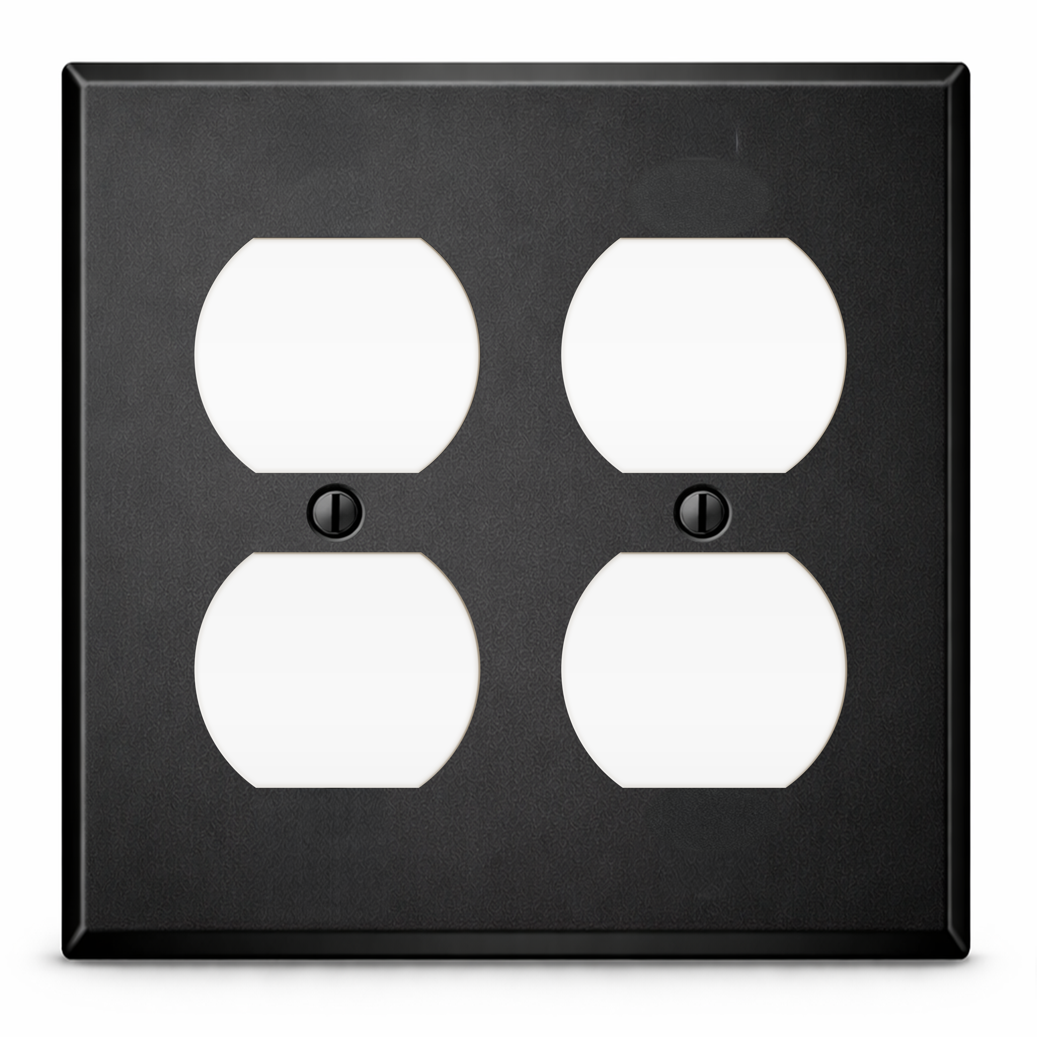 2 Gang duplex, Standard size, Black painted metal wallplate