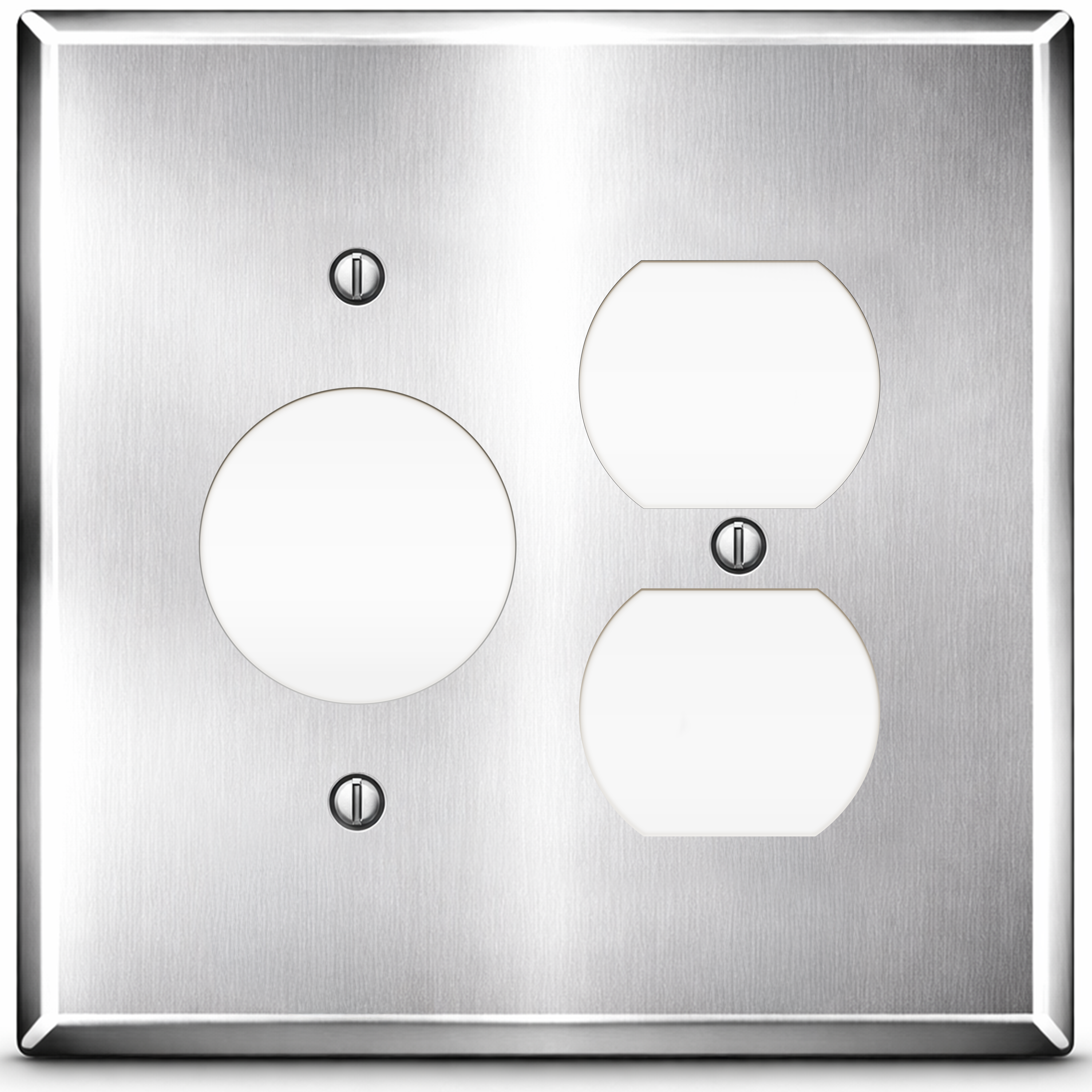 2-Gang With (1) Duplex (1) Single Receptacle Opening (1.405 In. ID), Oversize, Stainless Steel Metallic Finish Wallplate