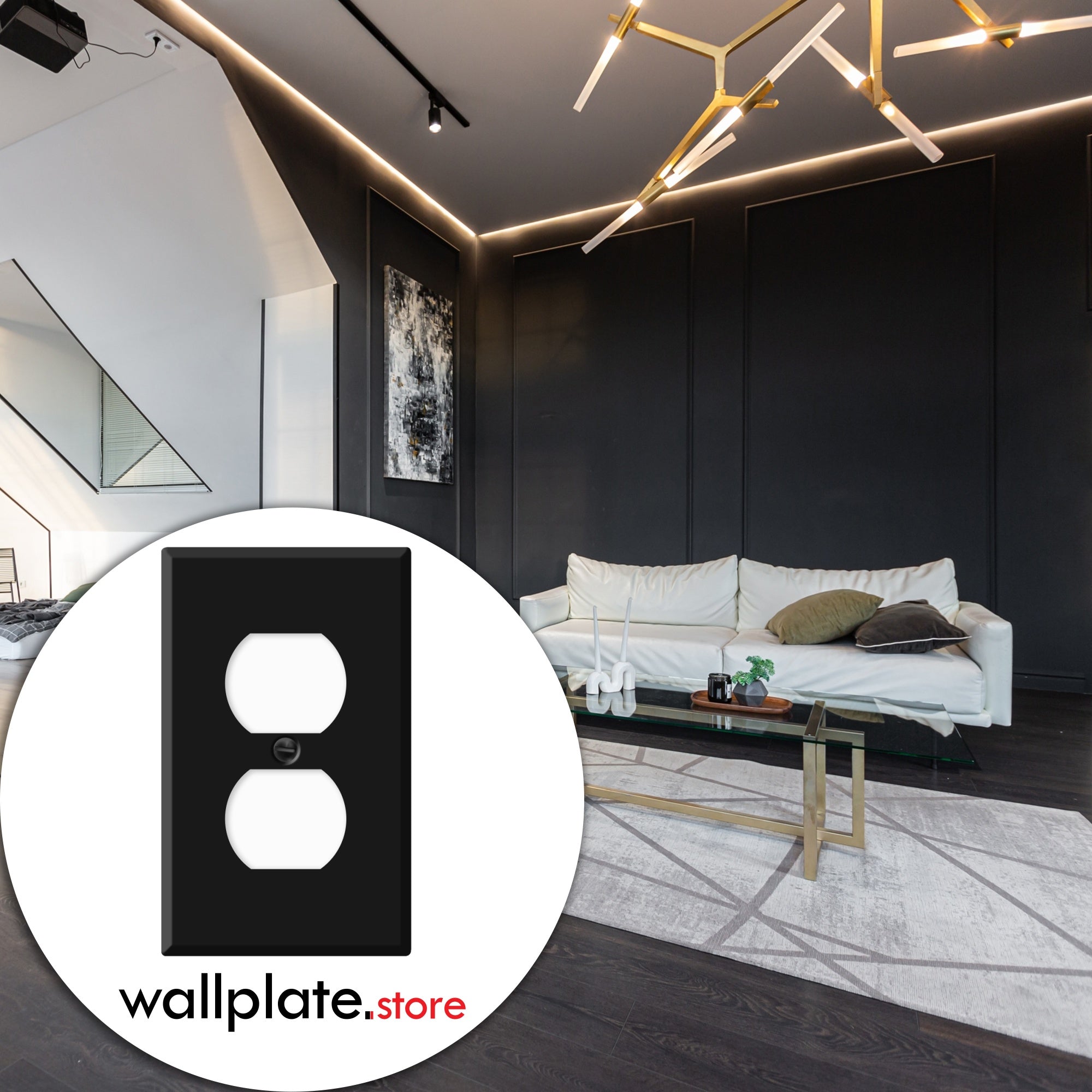 1 Gang Black Metal Duplex Electric Outlet Wallplate, Standard Size | Made in USA