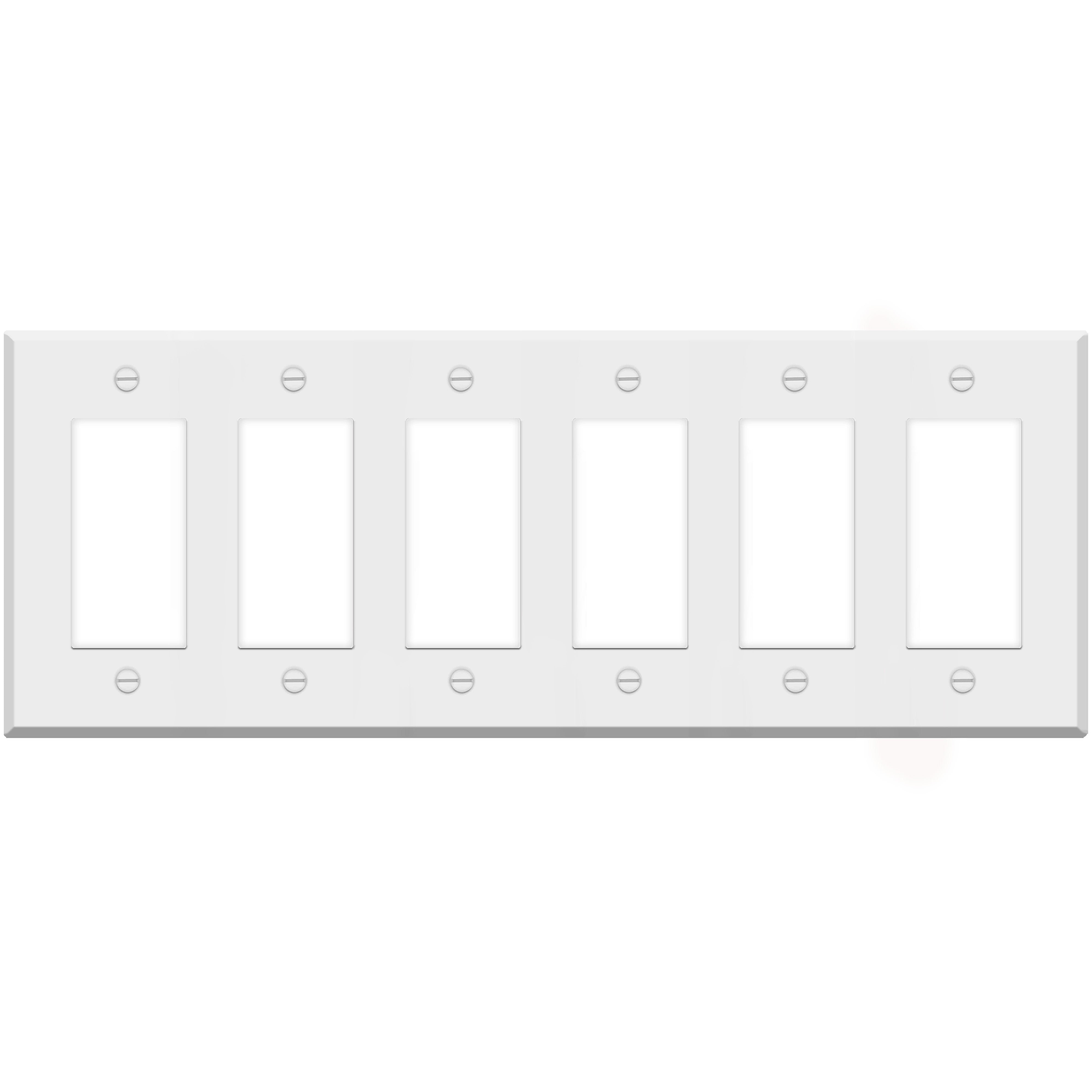 6 Gang White Metal Decora® Style Rocker GFCI Switch Wall Plate Cover - Made in USA