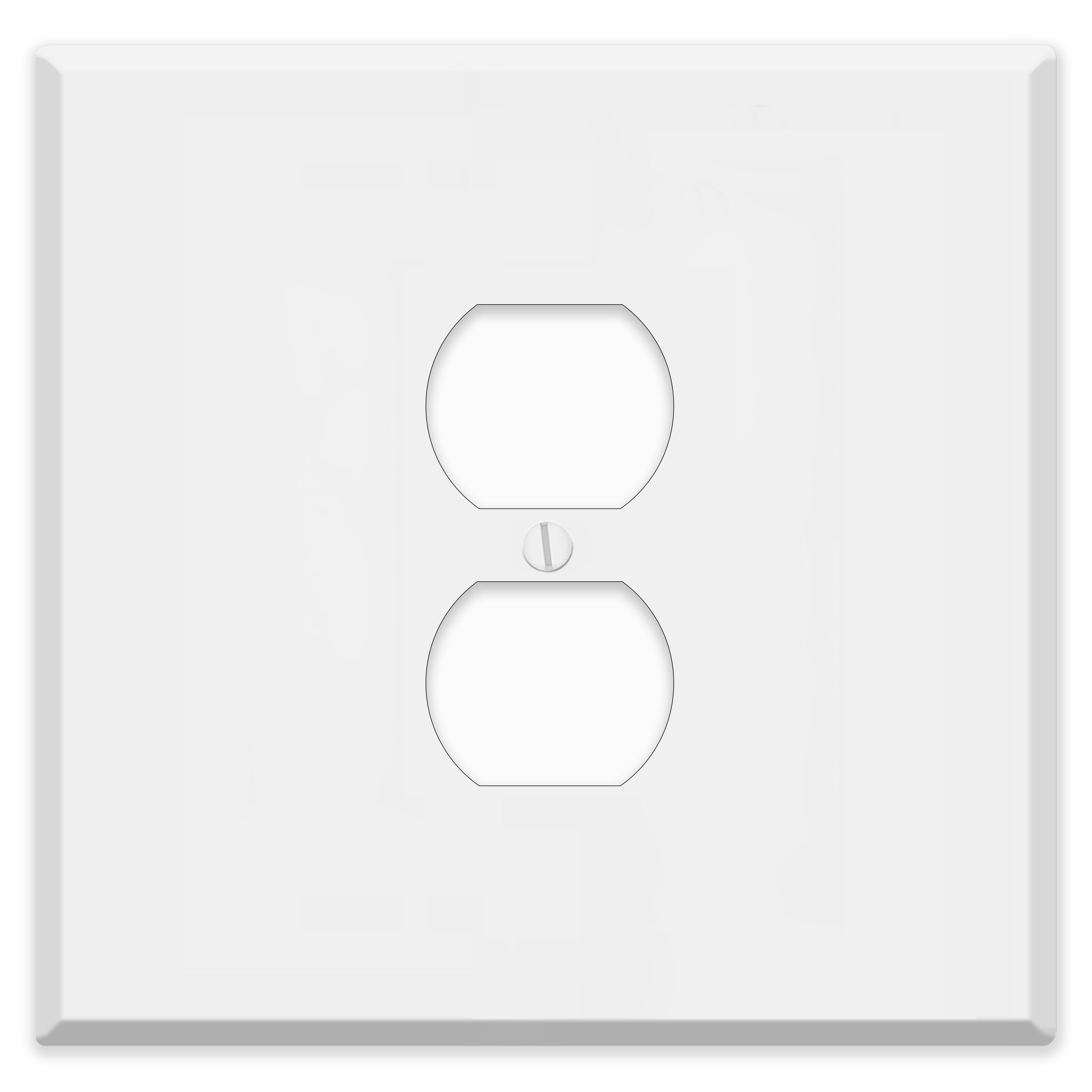 2-Gang With (1) Duplex Receptacle Centered Outlet Opening Wallplate, Oversize, White Painted Metal