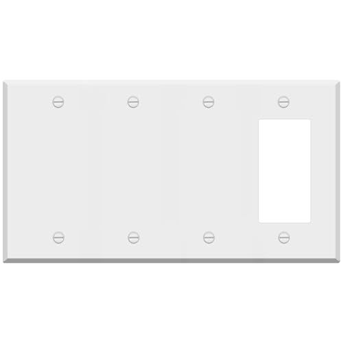 4-Gang White Metal Wall Plate – 1 GFCI/Decora & 3 Blank – Made in USA - Standard Size
