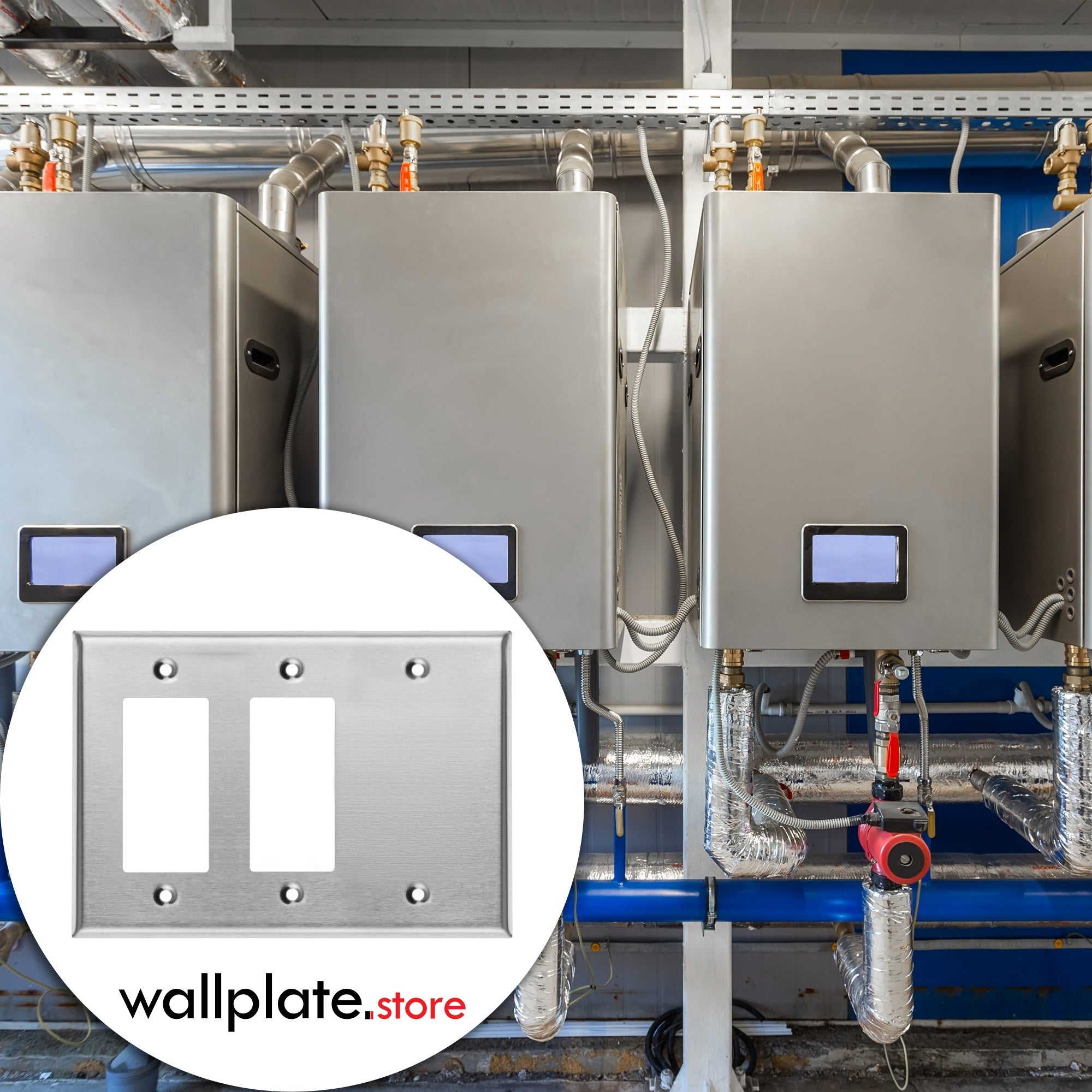 3 Gang standard Size Stainless Steel 2 Rocker Switch and 1 Blank Wall Plate