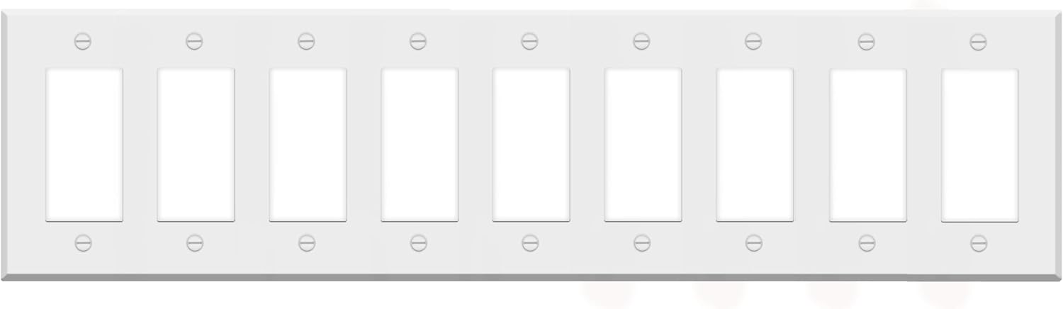 9 Gang White Metal Decora® Style Rocker GFCI Switch Wall Plate Cover