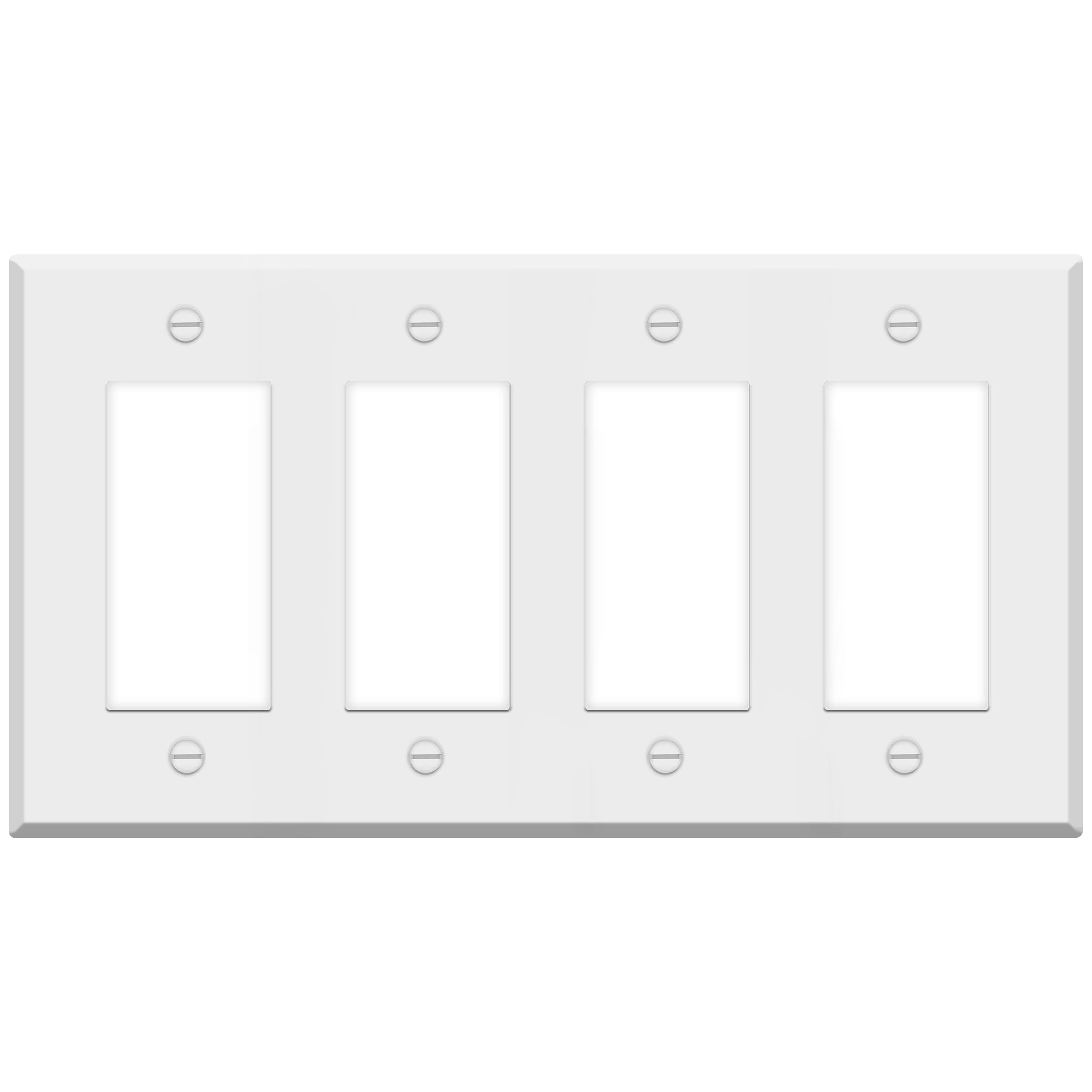 4 Gang White Metal Decora® Style Rocker GFCI Switch Wall Plate Cover