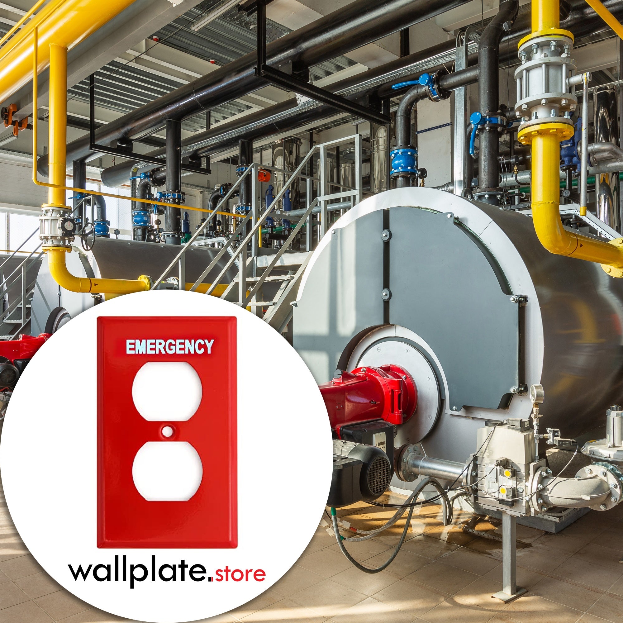 1 Gang Red Metal Emergency Duplex Receptacle Wallplate Cover