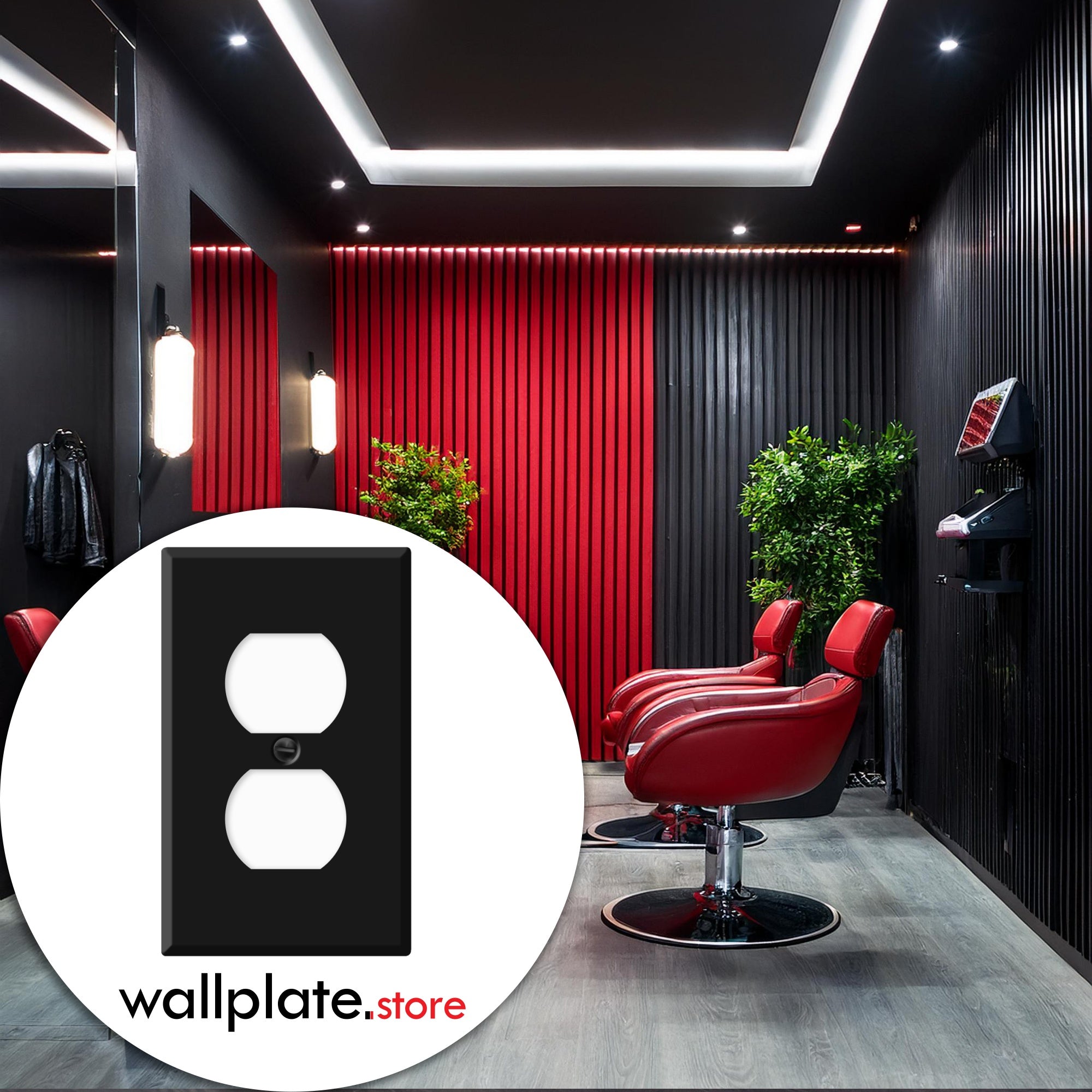 1 Gang Black Metal Duplex Electric Outlet Wallplate, Standard Size | Made in USA