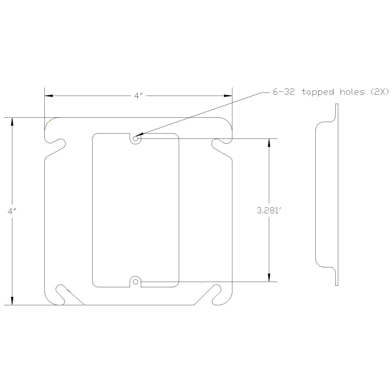 4 inch Square, 1-1/4 Inch Raised Mud Ring Device Cover for 1 device