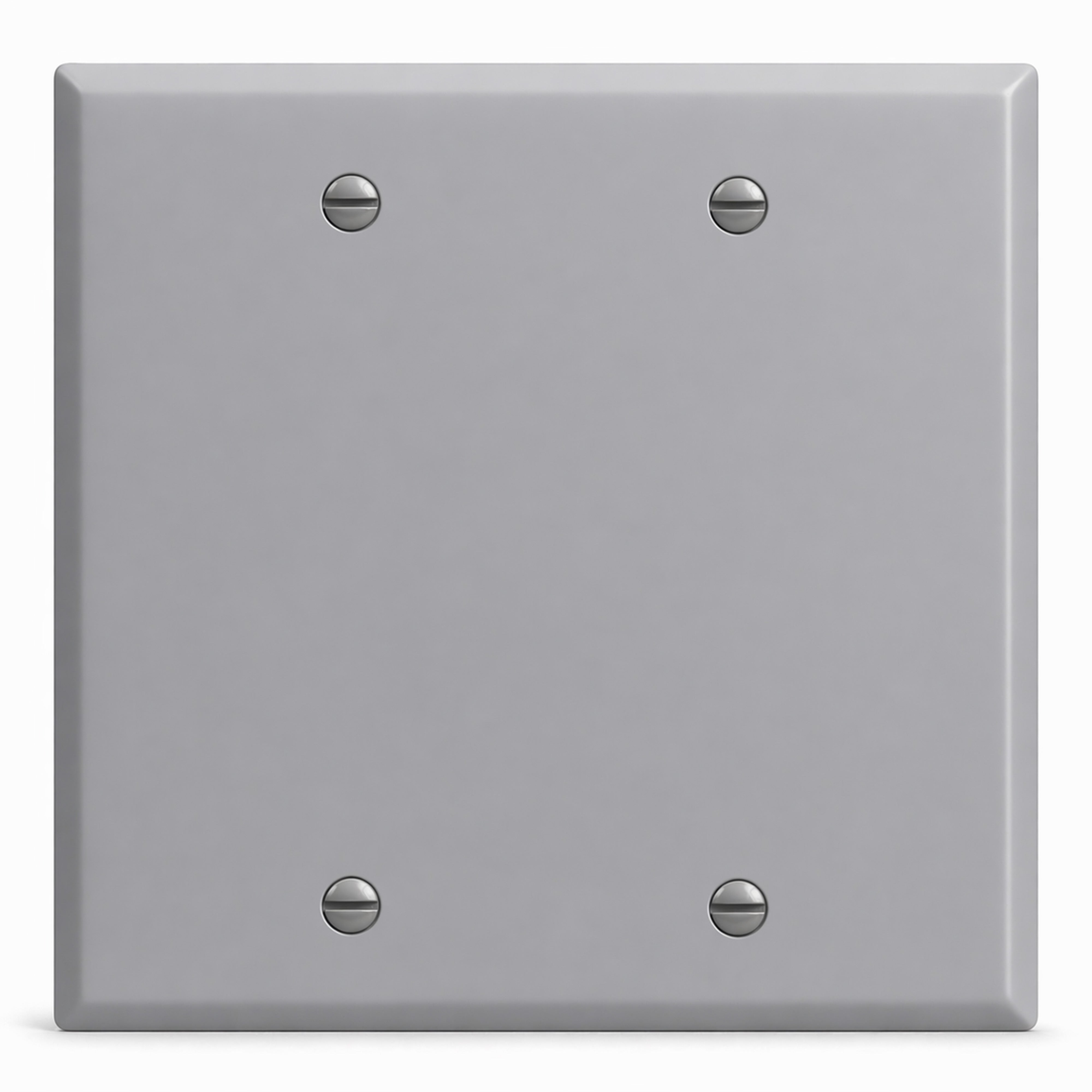 2-Gang Standard Size, Gray Semi-Gloss Painted Metal Blank Wall Plate Cover - Made in USA