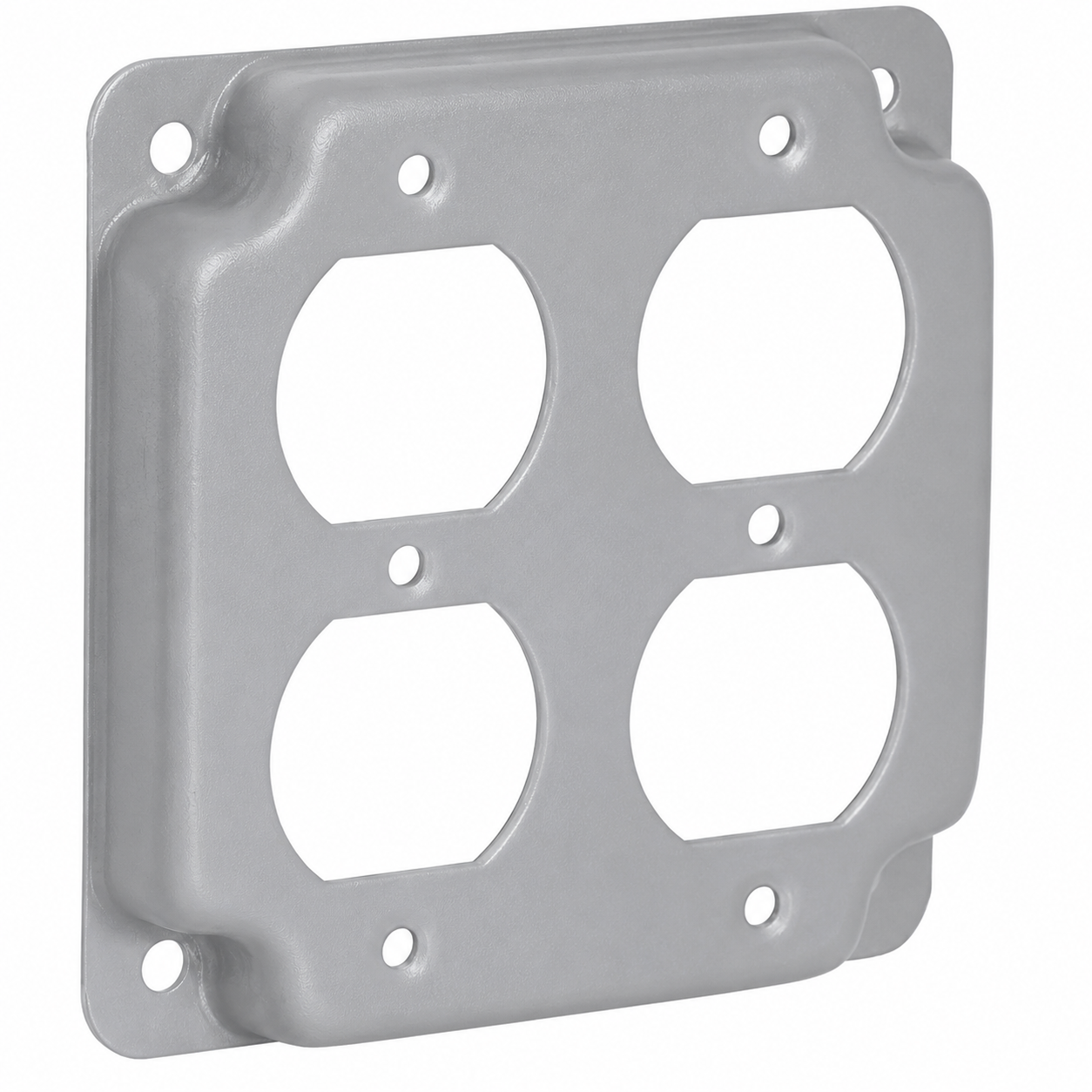 4-Inch Square Metal Box Cover, Raised 1/2 Inch, for (2) Duplex Receptacles
